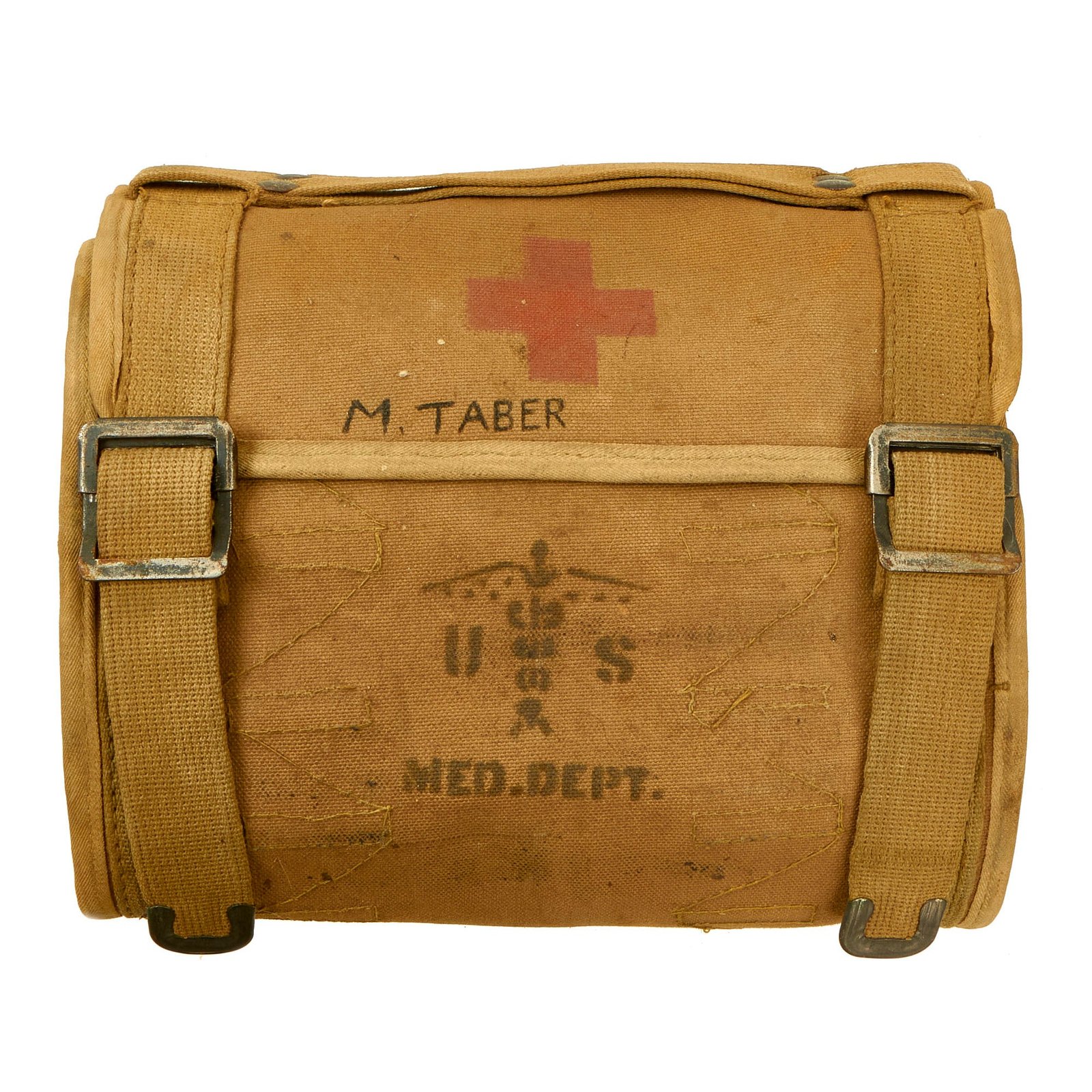 Buy Original U.S. WWI Named US Army  Dental Corps Medical Surgical Kit Roll Featuring The Desirable Eagle Button Snaps - Complete With Tools | Original Firearms Antique For Sale