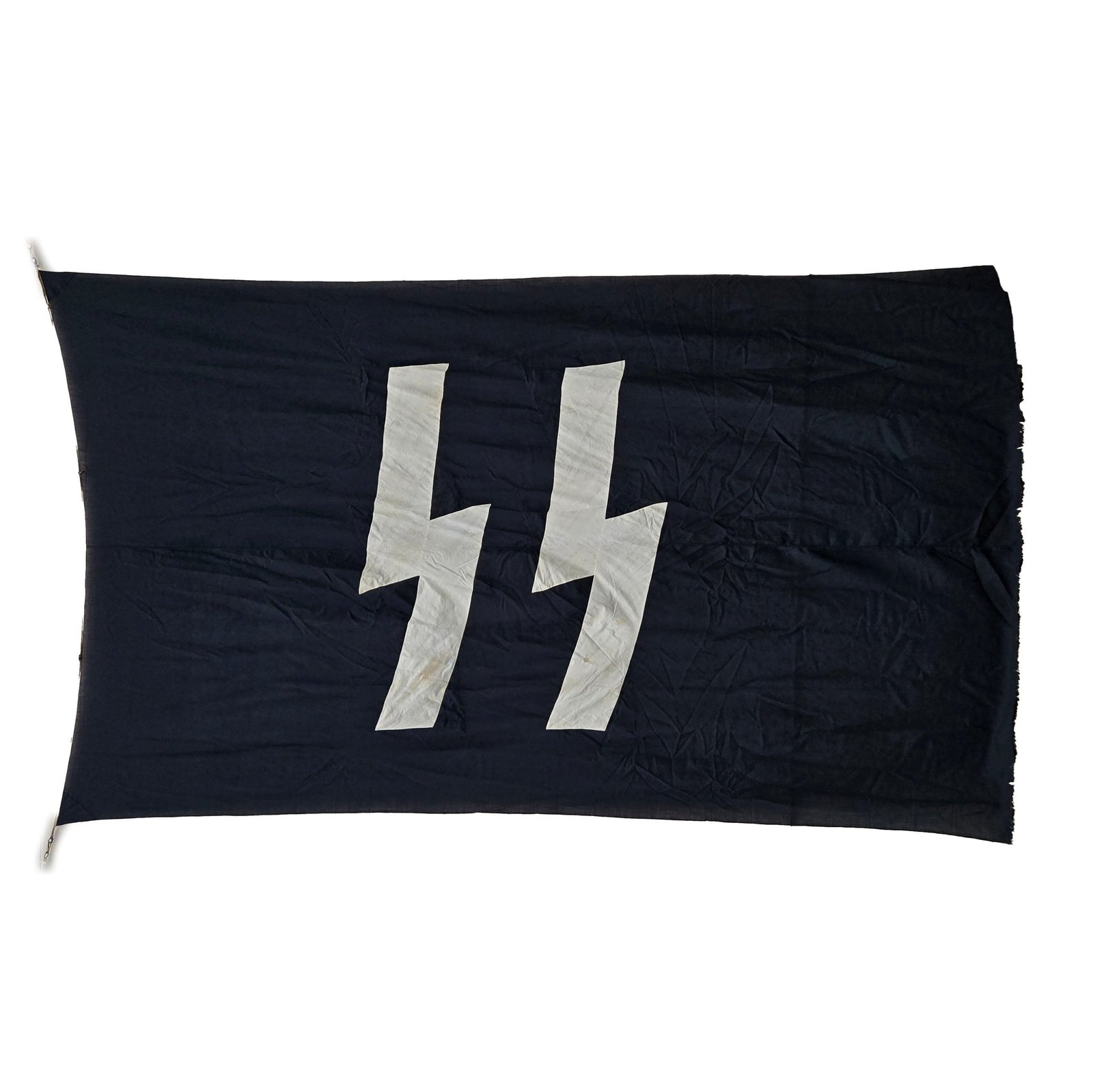 Buy Original German WWII Enormous SS Runes Flag Purportedly Captured by GIs of the 80th Division Outside of Building in Erfurt in 1945 Alongside State Flag - 114” x 202” | Original Firearms Antique For Sale