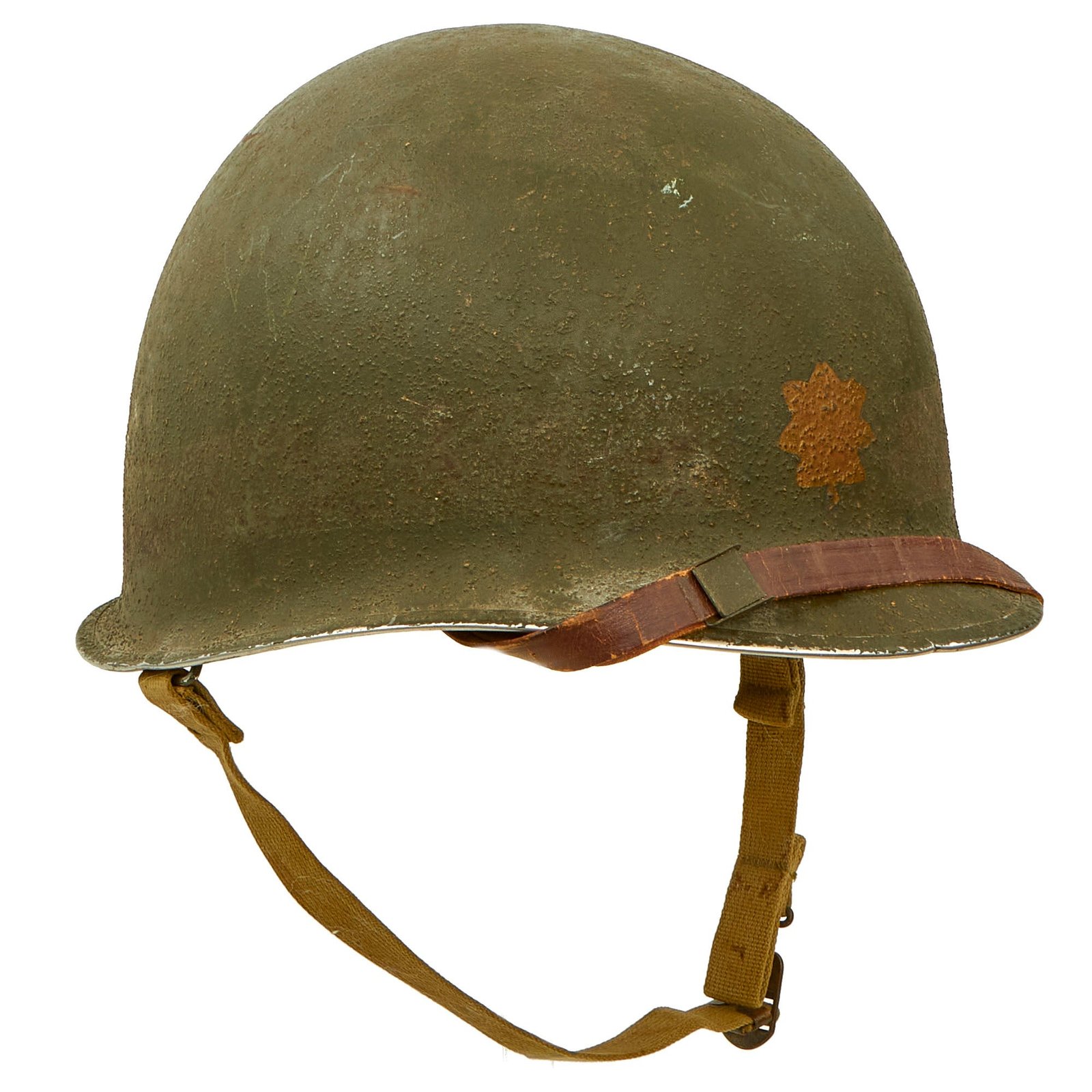 Buy Original U.S. WWII Major’s M1 Fixed Bale Helmet with Int'l Molded Plastics Liner and Green Buckle Liner Chinstrap | Original Firearms Antique For Sale