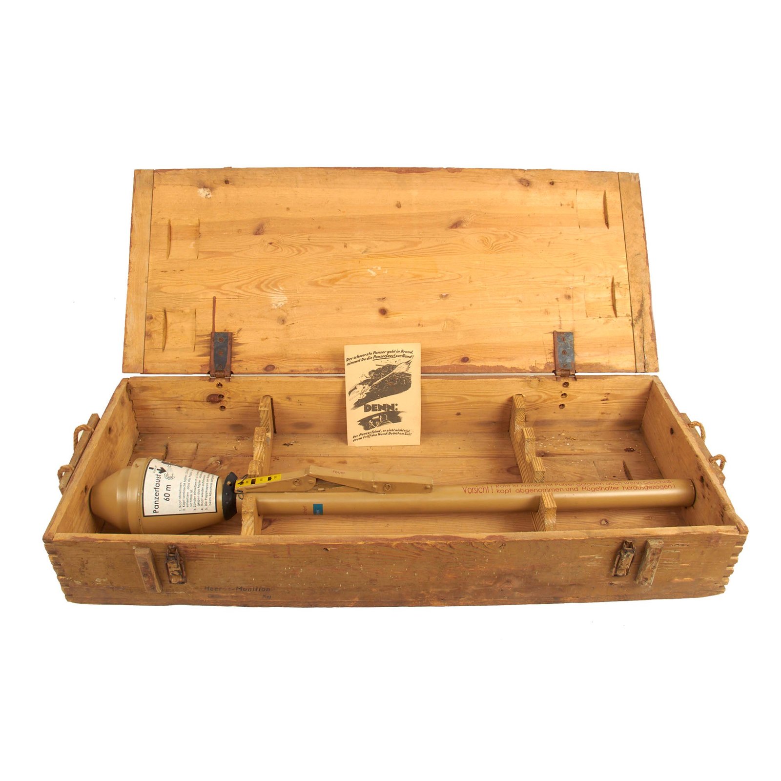 Buy Original German WWII Rare Excellent Condition Panzerfaust Storage and Transportation Crate With Reproduction Panzerfaust 60M | Original Firearms Antique For Sale