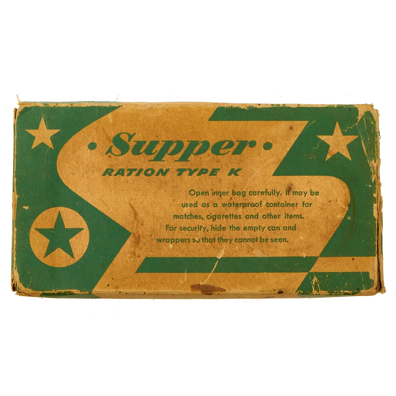 Buy Original U.S. WWII K-Ration "Morale Series" Supper Meal Unit by Patten Food Products | Original Firearms Antique For Sale