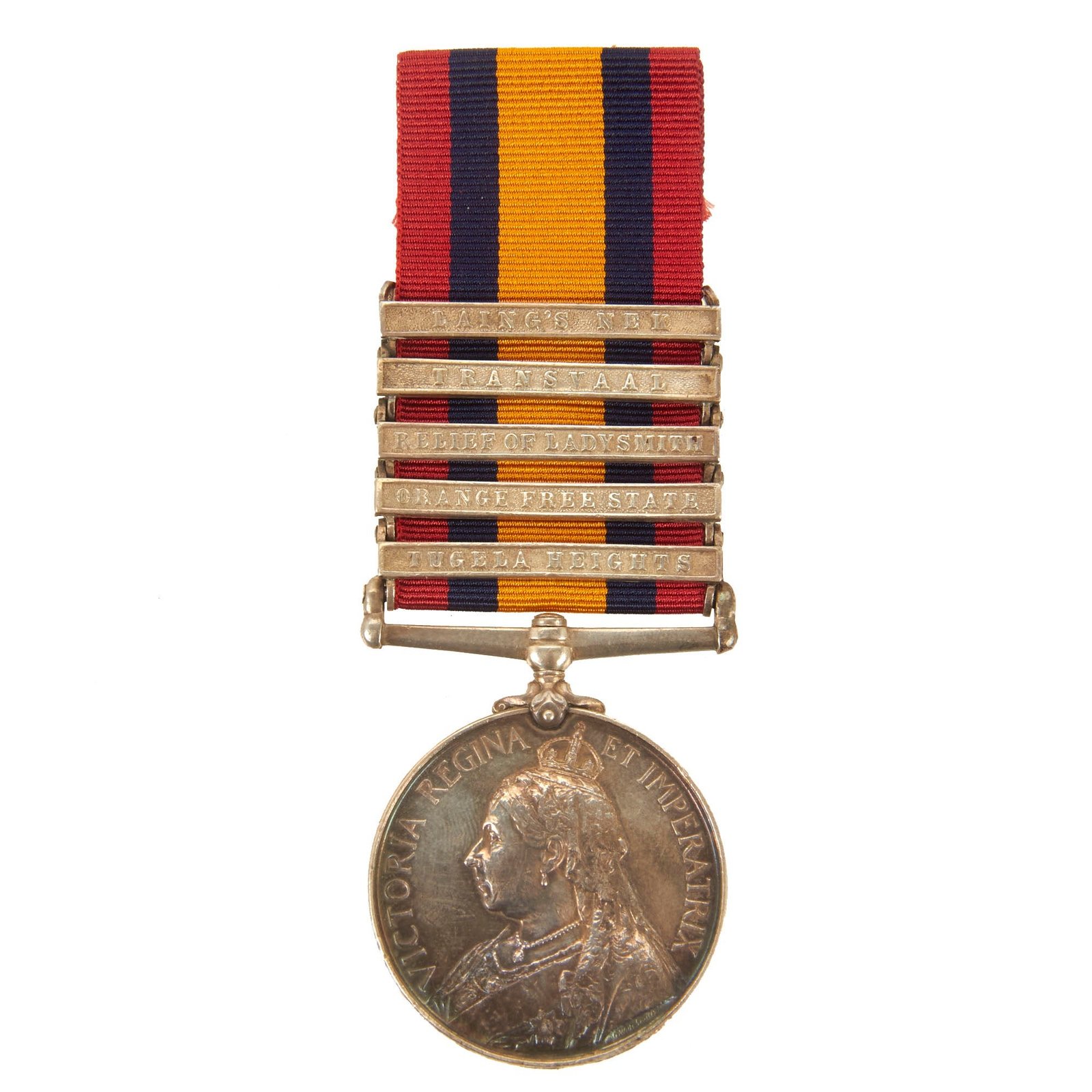Buy Original British Second Boer War Named Version Two Queen's South Africa Medal With Visible “Ghost Dates” and 5 Clasps - Private Sydney Cole, Dorset Infantry Regiment | Original Firearms Antique For Sale
