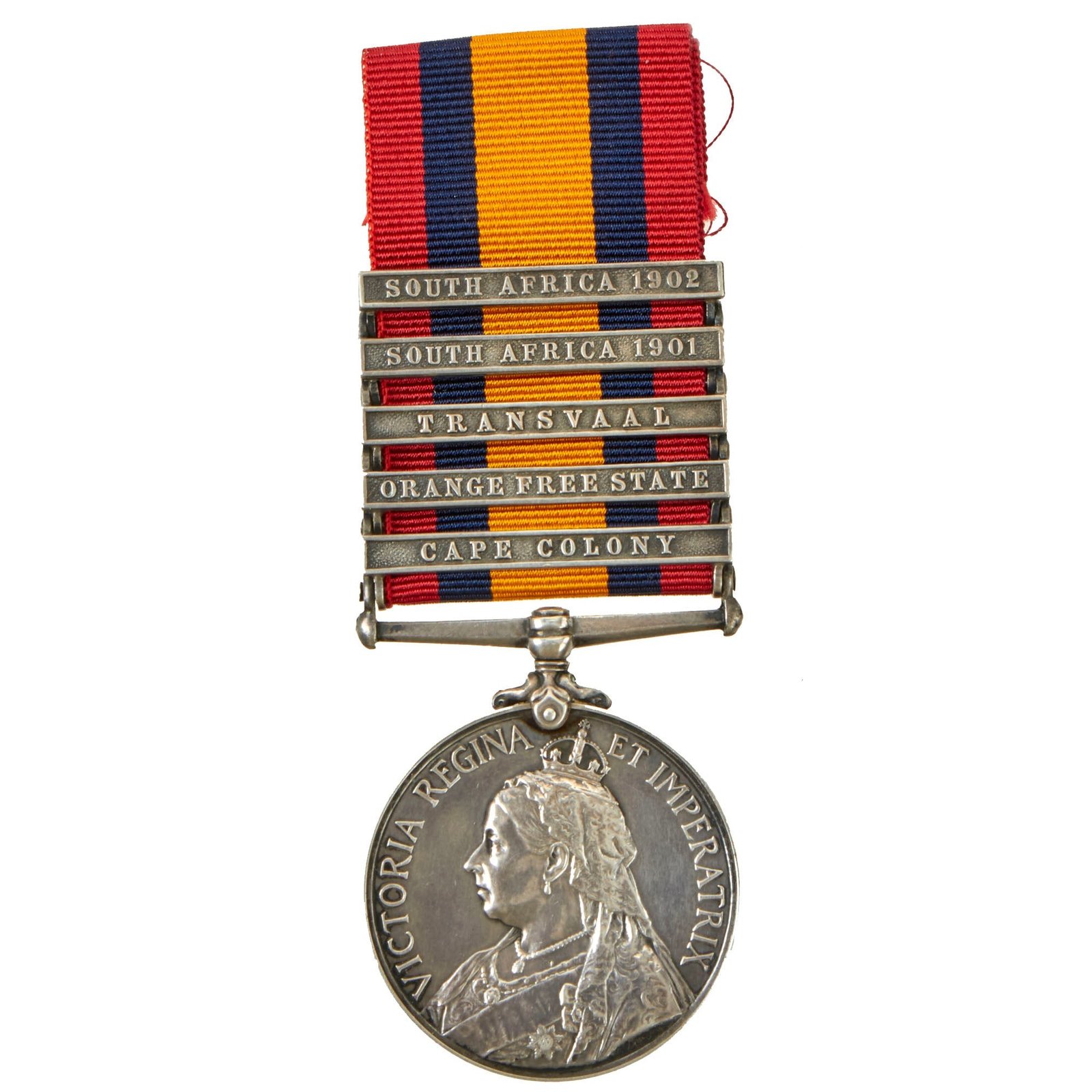 Buy Original British Second Boer War Named Version Three Queen's South Africa Medal With 5 Clasps - Trooper Ernest Cook (32064), 10th Battalion, 29th Company & 39th Squadron, 10th Imperial Yeomanry | Original Firearms Antique For Sale