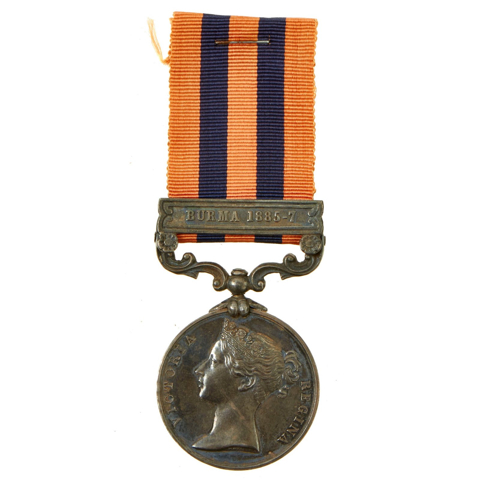 Buy Original British Burmese Resistance Movement Rim Impressed India General Service Medal (1854) With Burma 1885-7 Clasp For C.J. White, HMS Bacchante | Original Firearms Antique For Sale