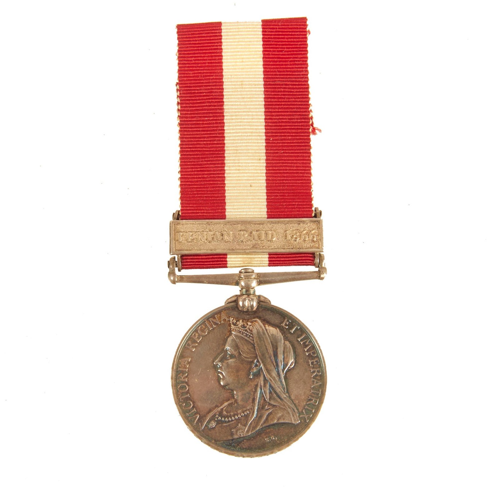 Buy Original British North America Fenian Troubles Rim Engraved Canadian General Service Medal With 1866 Fenian Raid Clasp - Private William Baker, Stratford Volunteer Rifle Company | Original Firearms Antique For Sale