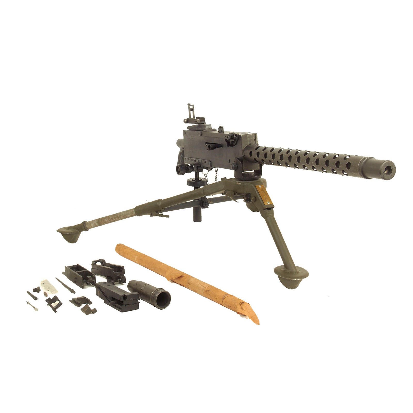 Buy Original U.S. WWII Browning .30 Caliber M1919A4 Display Machine Gun with Complete Tripod, Spare Barrel & Internal Components | Original Firearms Antique For Sale