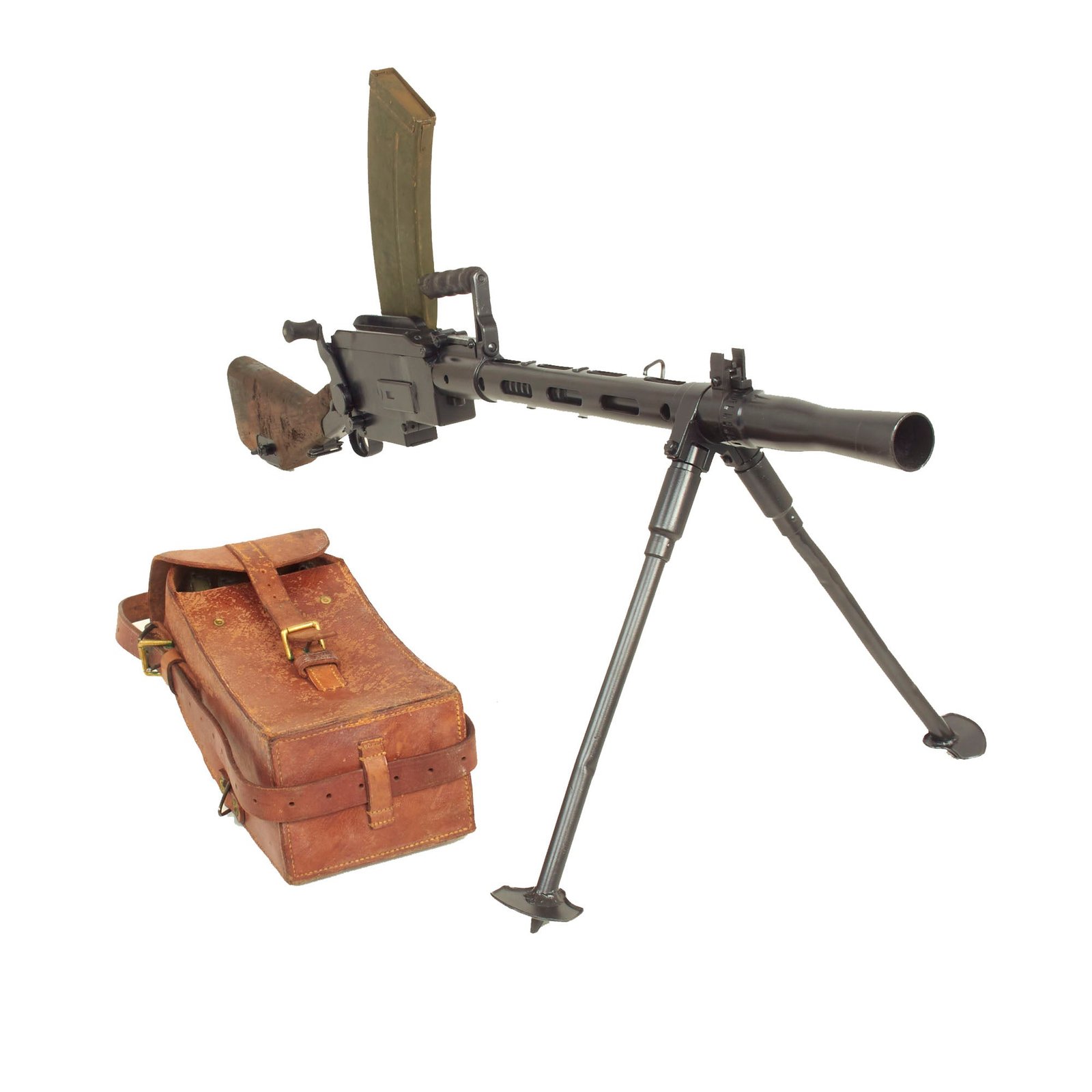Buy Original WWII Danish Madsen Display Light Machine Gun with Magazine Pouch & 5 Magazines | Original Firearms Antique For Sale
