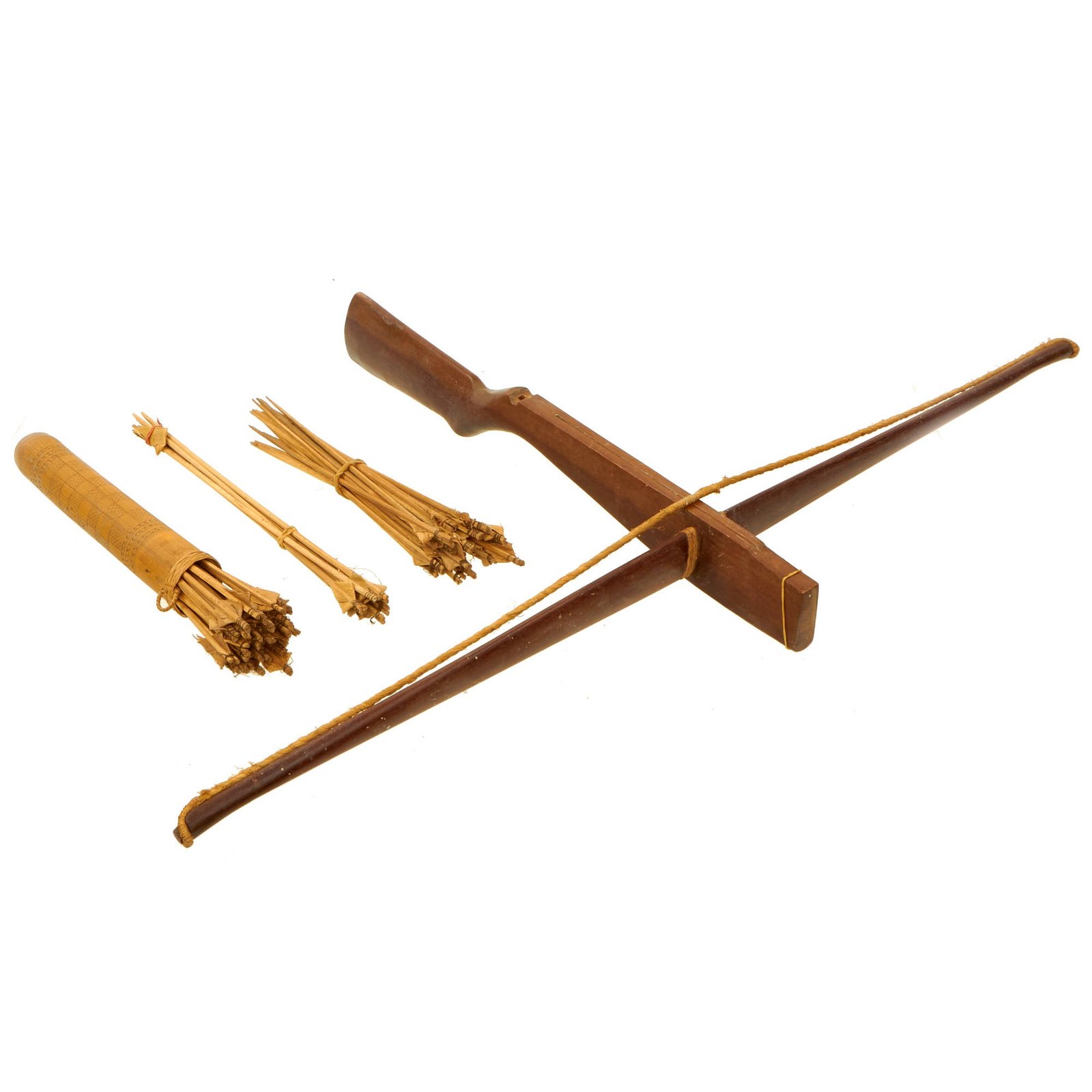 Buy Original Vietnam War Montagnard Crossbow with Numerous Bolts and Quiver - USGI Bring Back | Original Firearms Antique For Sale