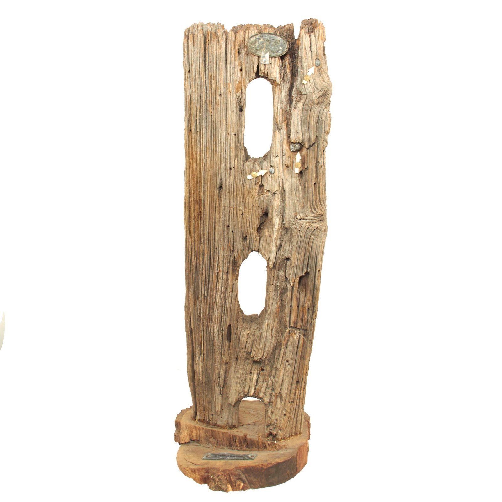 Buy Original U.S. Civil War Battle of Gettysburg, Culp’s Hill Fencepost Section From General George Greene’s Brigade Area With Bullets Embedded and Mounted Relic Buckle - Formerly Part of a Private Museum Display in Gettysburg - 33” x 13” | Original Firearms Antique For Sale