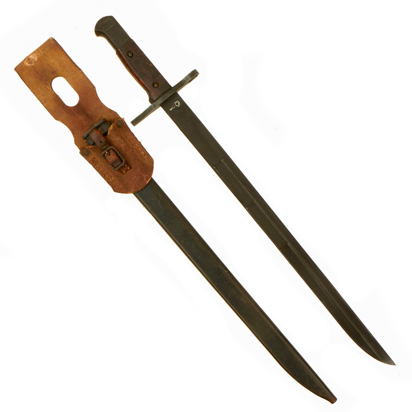 Buy Original Japanese WWII Arisaka Type 30 Bayonet by Matsushita National Denki with Steel Scabbard and Rubberized Canvas Frog | Original Firearms Antique For Sale