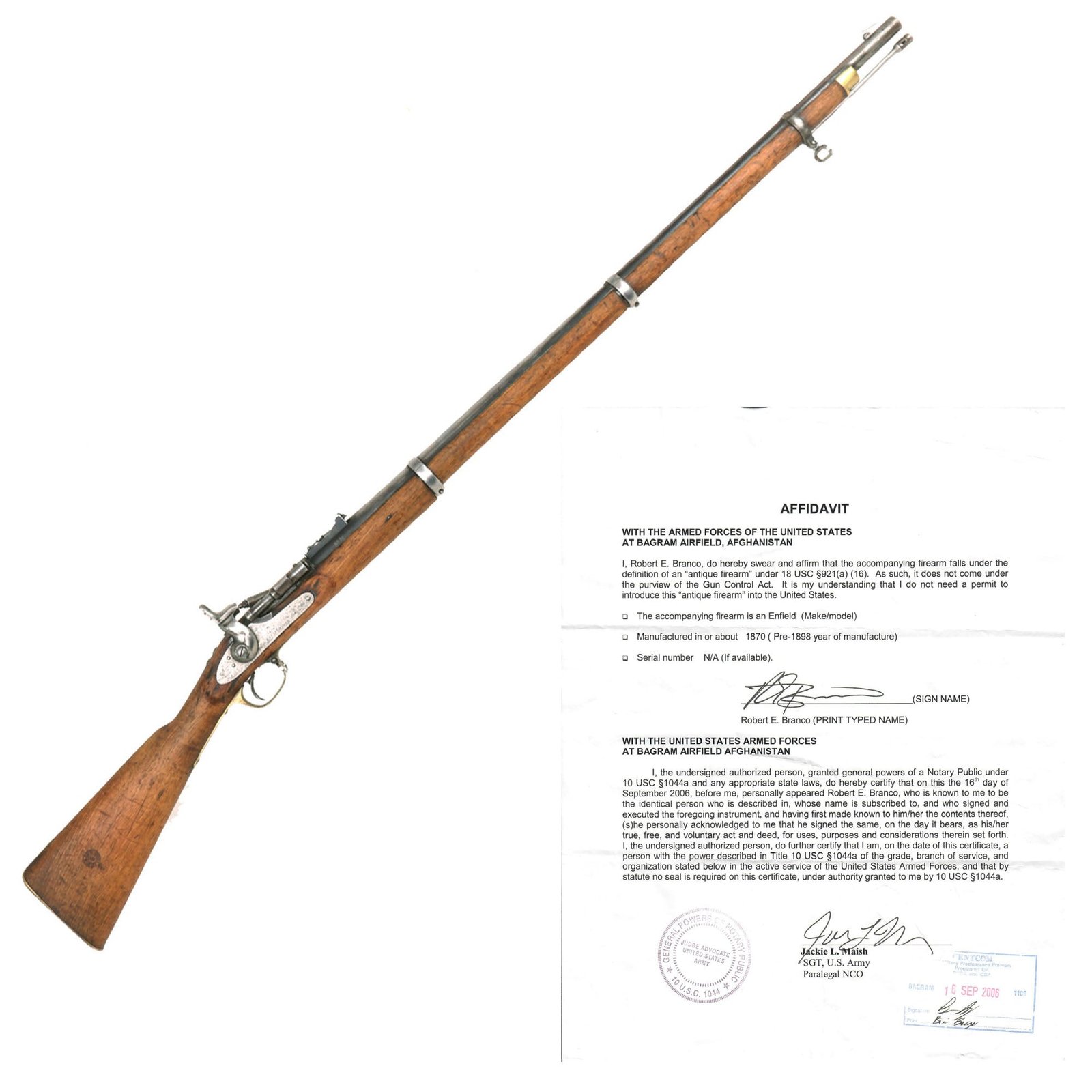 Buy Original British Victorian P-1866 Snider-Enfield MkI* Rifle by Enfield dated 1870 - Documented USGI Afghanistan Bring Back | Original Firearms Antique For Sale