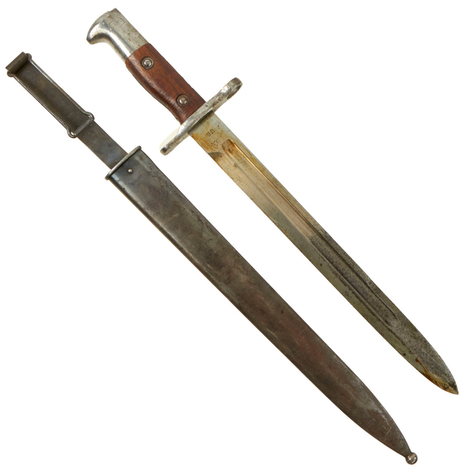 Buy Original U.S. Philippine - American War Model 1892 Krag Rifle Bayonet and 2nd Pattern Scabbard - Dated 1902 | Original Firearms Antique For Sale