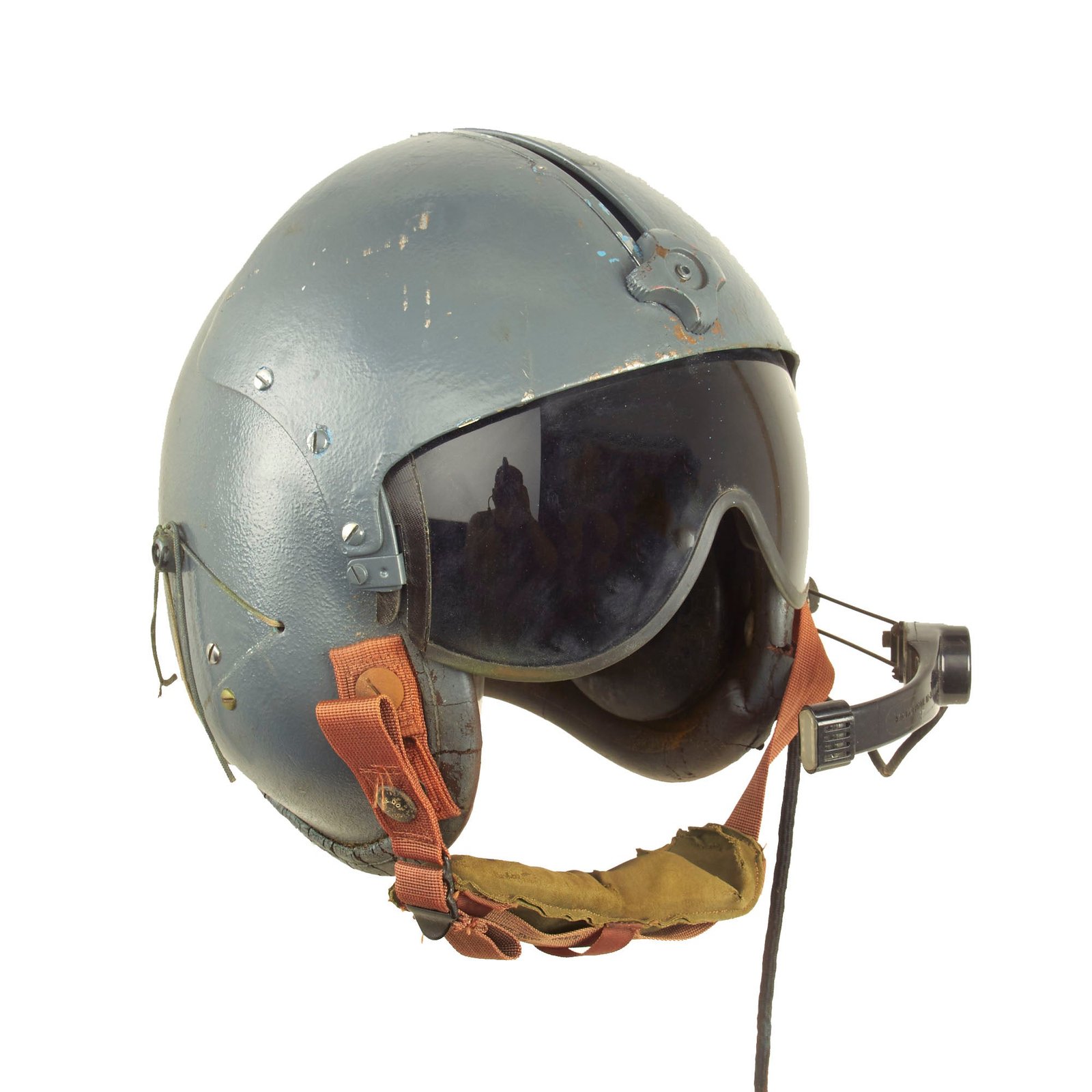 Buy Original U.S. Vietnam War Era US Navy Blue Painted APH-5 Helicopter Pilot Flying Helmet by Gentex - Size Medium | Original Firearms Antique For Sale