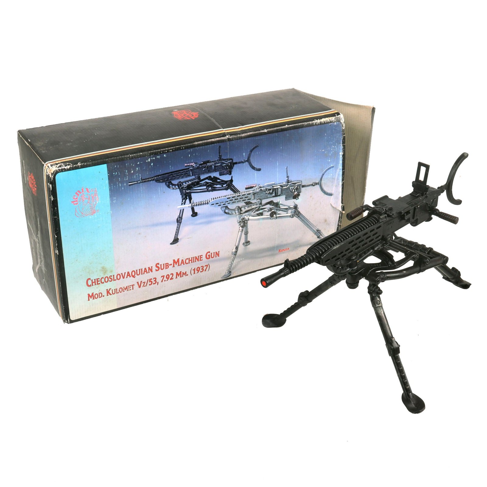 Buy German WWII MG 37(t) / Czech ZB-53 Zinc 1:4 Scale Replica Model Machine Gun by Denix with Mount in Box - 1980s Production | Original Firearms Antique For Sale