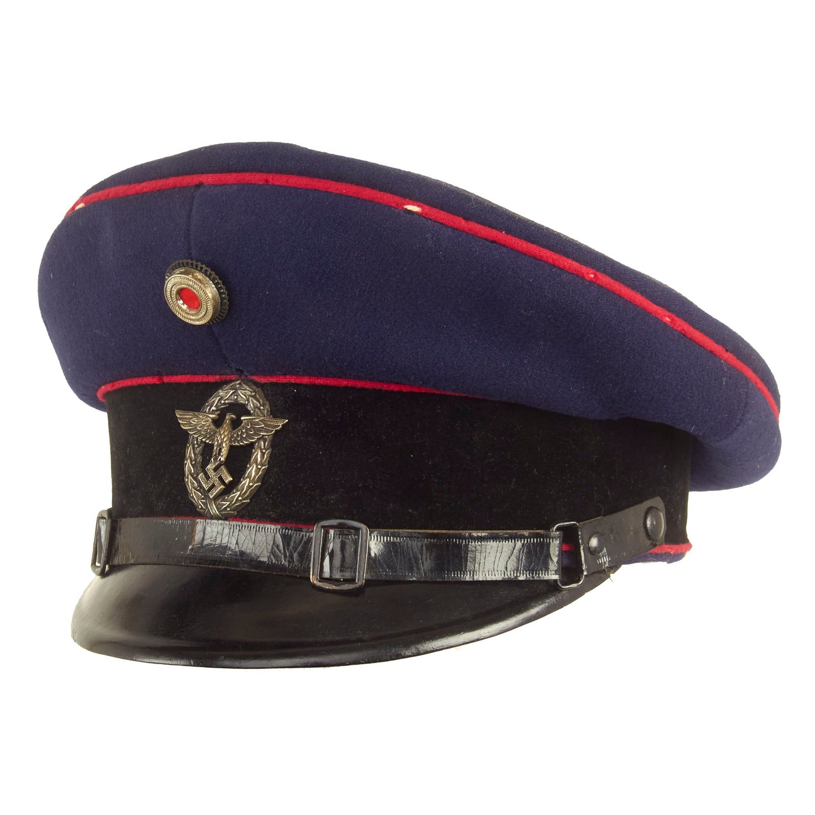 Buy Original German WWII Named Fire Protection Police EM/NCO Schirmmütze Visor Cap - Marked Deutsche Arbeit | Original Firearms Antique For Sale