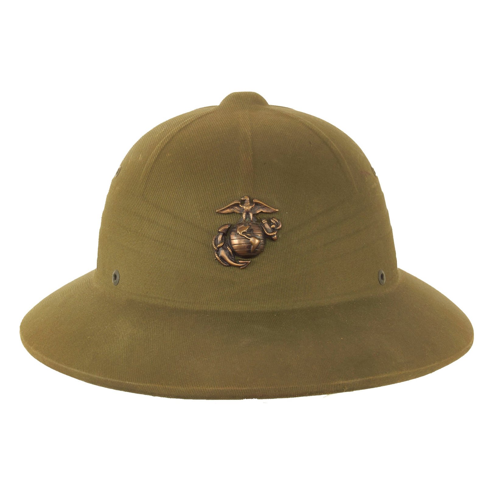 Buy Original U.S. WWII USMC Named Pressed Fiber Sun Helmet by Hawley Products Co Dated 1944 | Original Firearms Antique For Sale