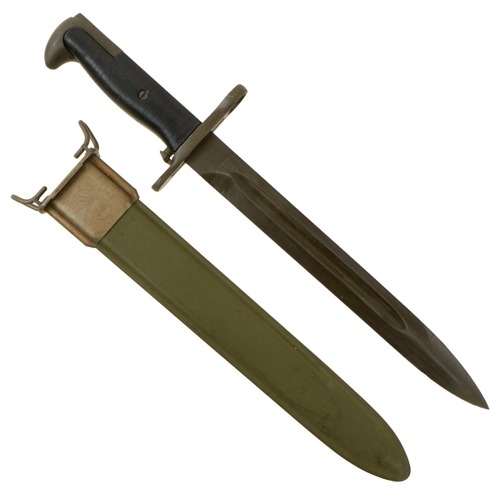 Buy Original Excellent U.S. WWII M1 Garand 10 inch Bayonet by American Fork & Hoe with M7 Scabbard | Original Firearms Antique For Sale