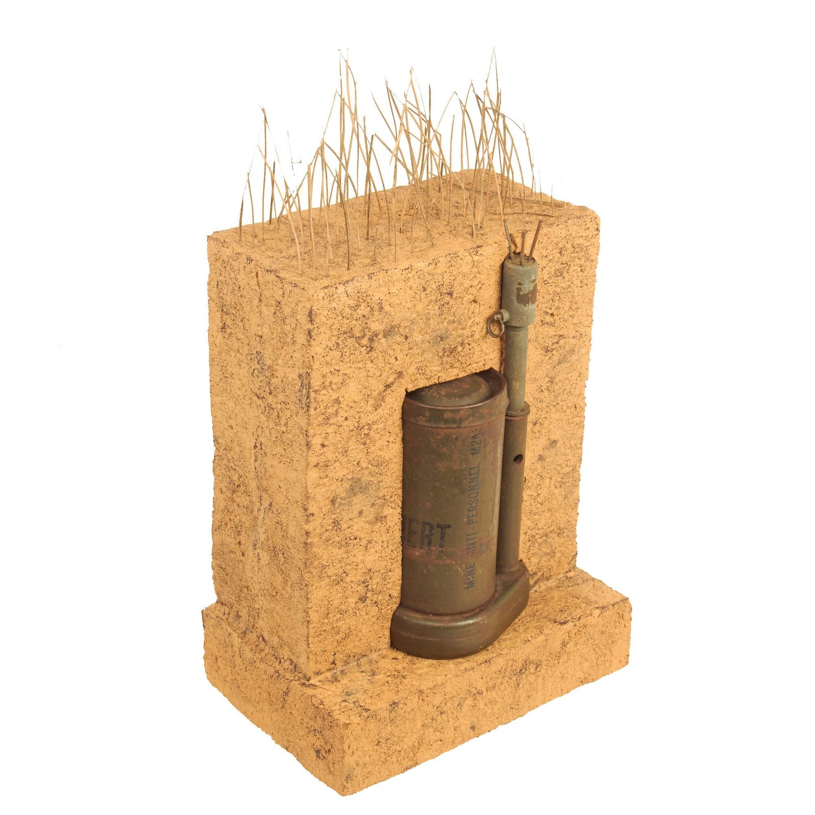 Buy Original U.S. WWII M2A3 Bounding Anti-Personnel Mine With M6A1 Pressure/Pull Fuse - INERT Earth Cutaway EOD Visual Training Aid | Original Firearms Antique For Sale