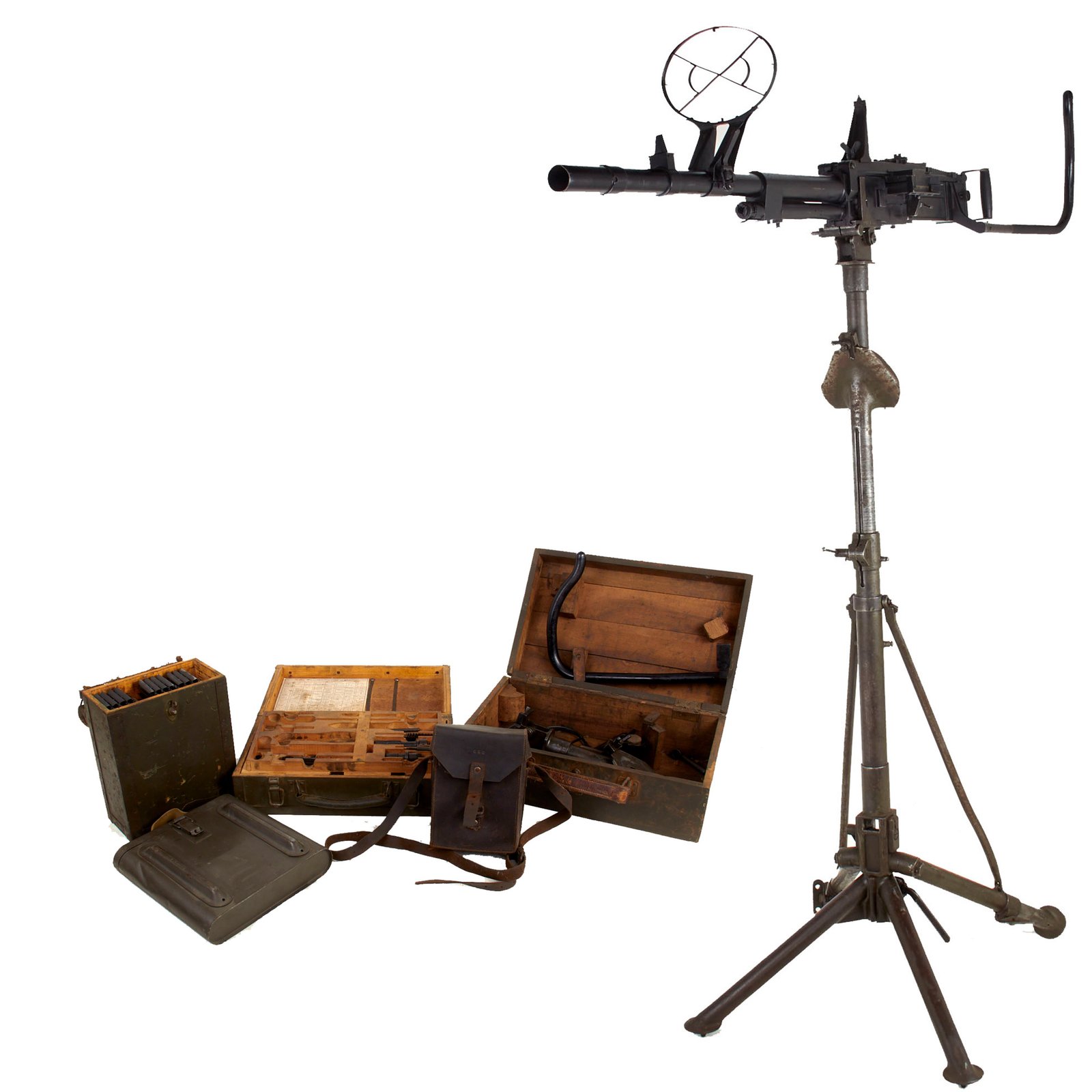 Buy Original Italian WWII Breda Model 37 Display Machine Gun with Tripod, Anti-Aircraft Mount, Armorer Tool Set and Acessories | Original Firearms Antique For Sale