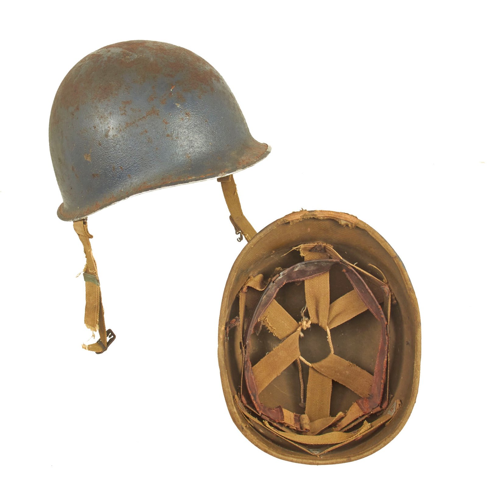 Buy Original U.S. WWII US Navy 1942 McCord M1 Fixed Bale Helmet with Rare Matched Hawley Paper Liner | Original Firearms Antique For Sale