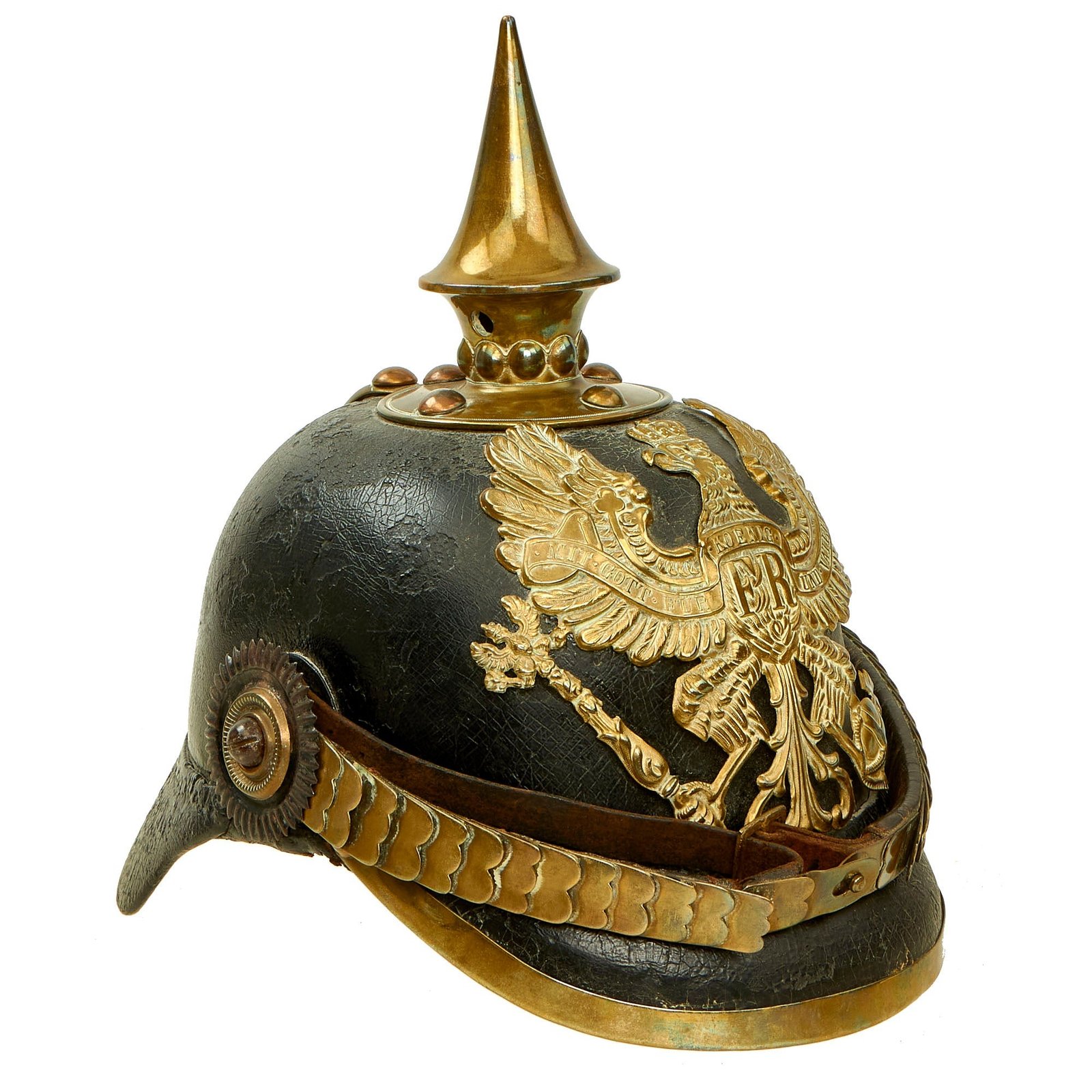 Buy Original Imperial German WWI Prussian M1871 Infantry Officer Pickelhaube Helmet with Chin Scales | Original Firearms Antique For Sale