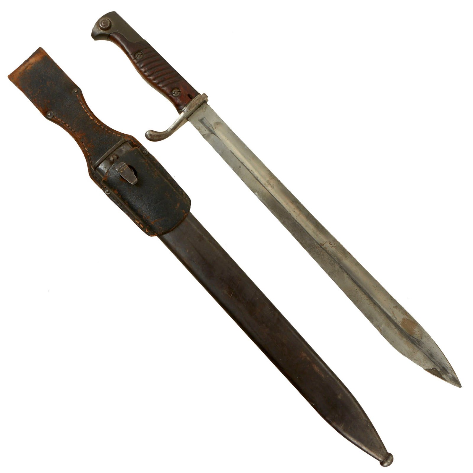 Buy Original German WWI M1898/05 n/A Butcher Bayonet by ANKER-WERKE with Steel Scabbard & Frog - Rare Maker | Original Firearms Antique For Sale