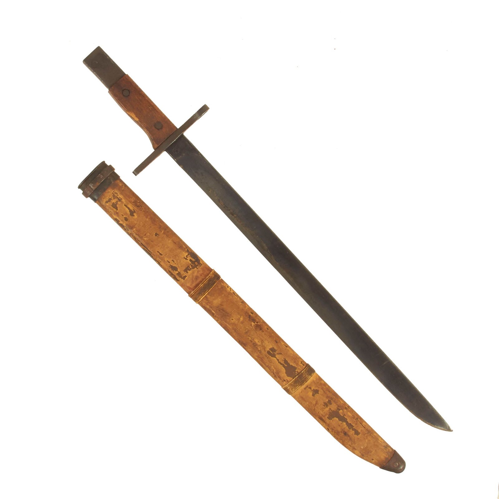 Buy Original Japanese Late WWII Arisaka Type 30 Last Ditch Bayonet with Bamboo Scabbard by Toyoda Automatic Loom | Original Firearms Antique For Sale
