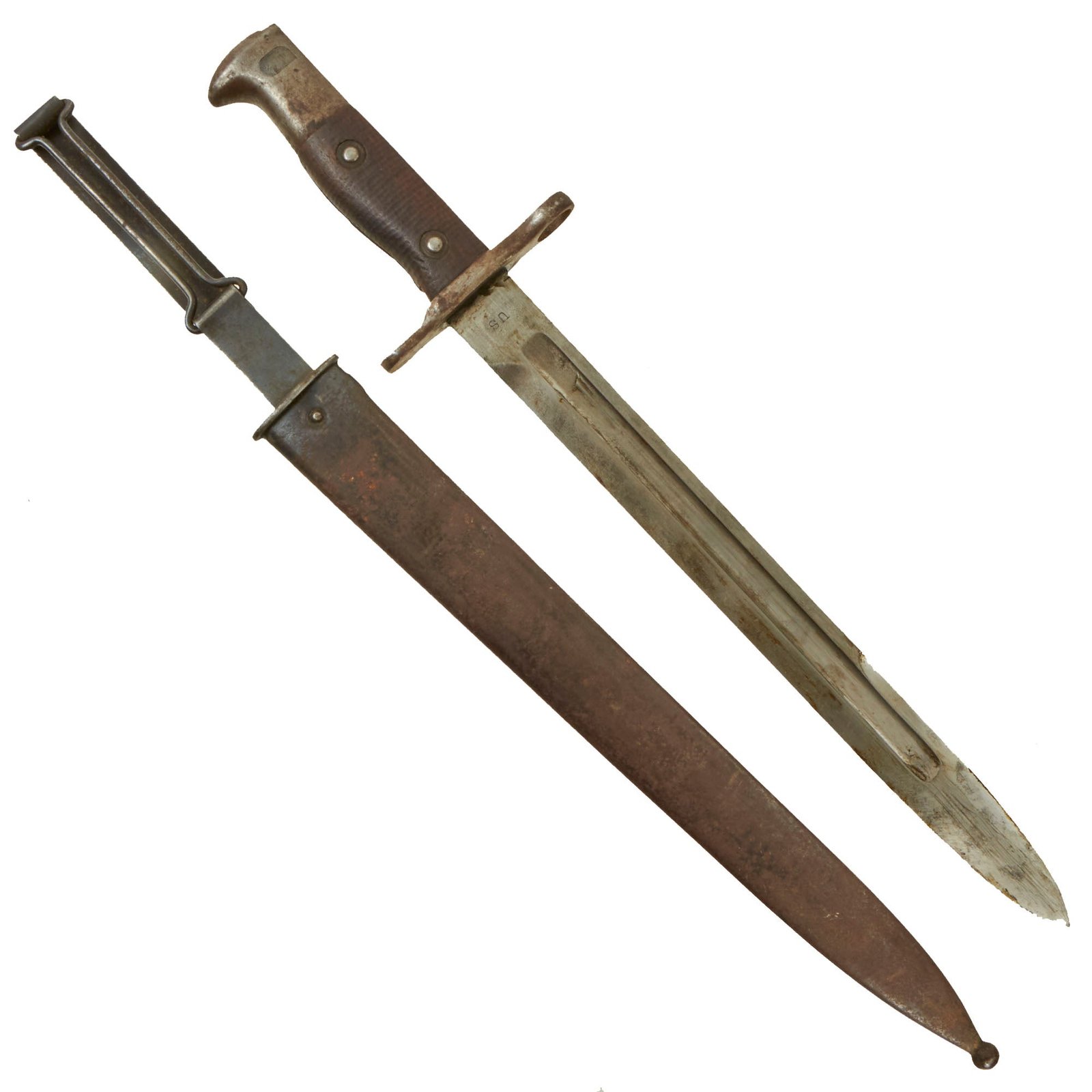 Buy Original U.S. Banana Wars Model 1892 Krag Rifle Bayonet and 2nd Pattern Scabbard - Dated 1903 | Original Firearms Antique For Sale