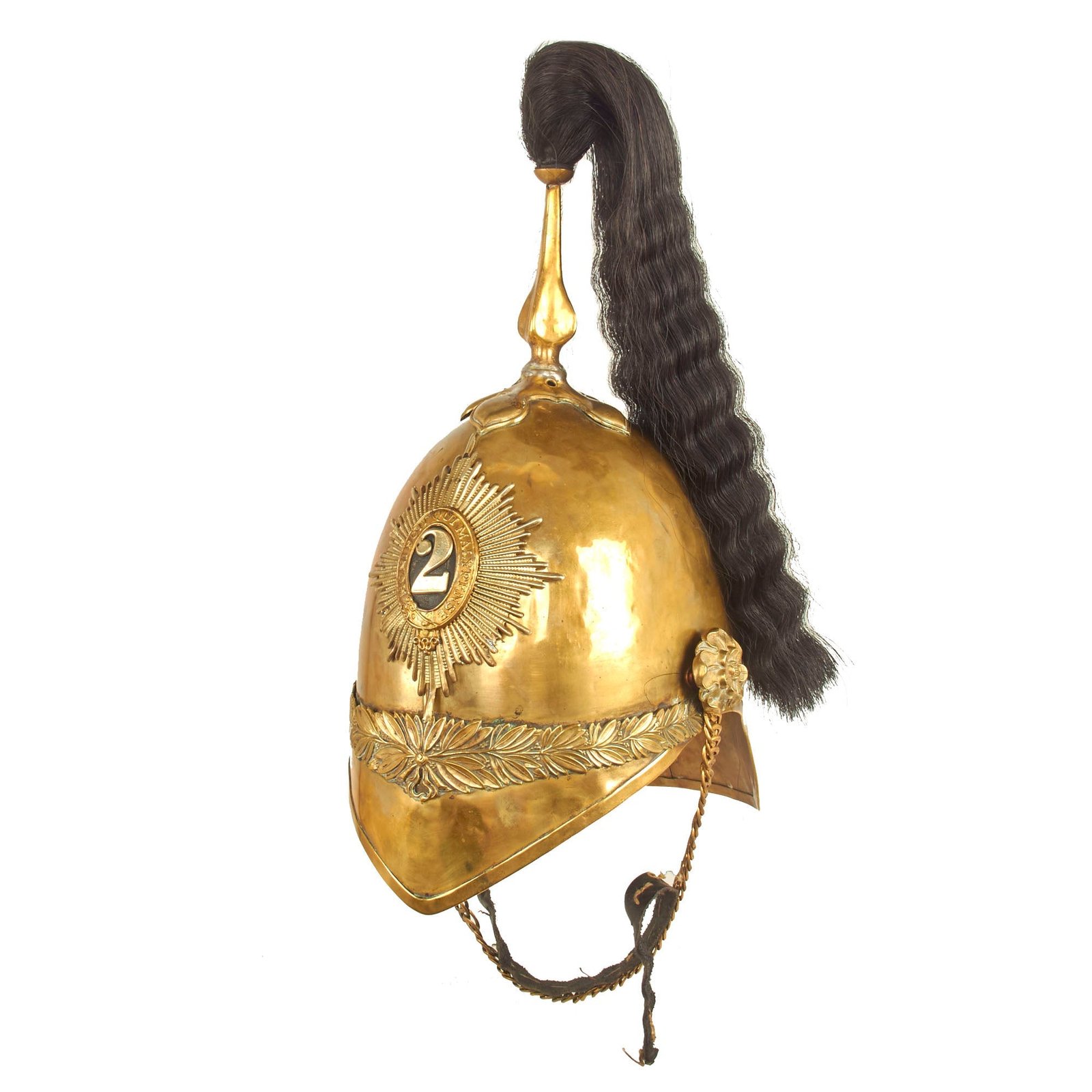 Buy Original Victorian P-1871 Light Cavalry Helmet of the 2nd Dragoon Guards with Plume & Chinstrap | Original Firearms Antique For Sale