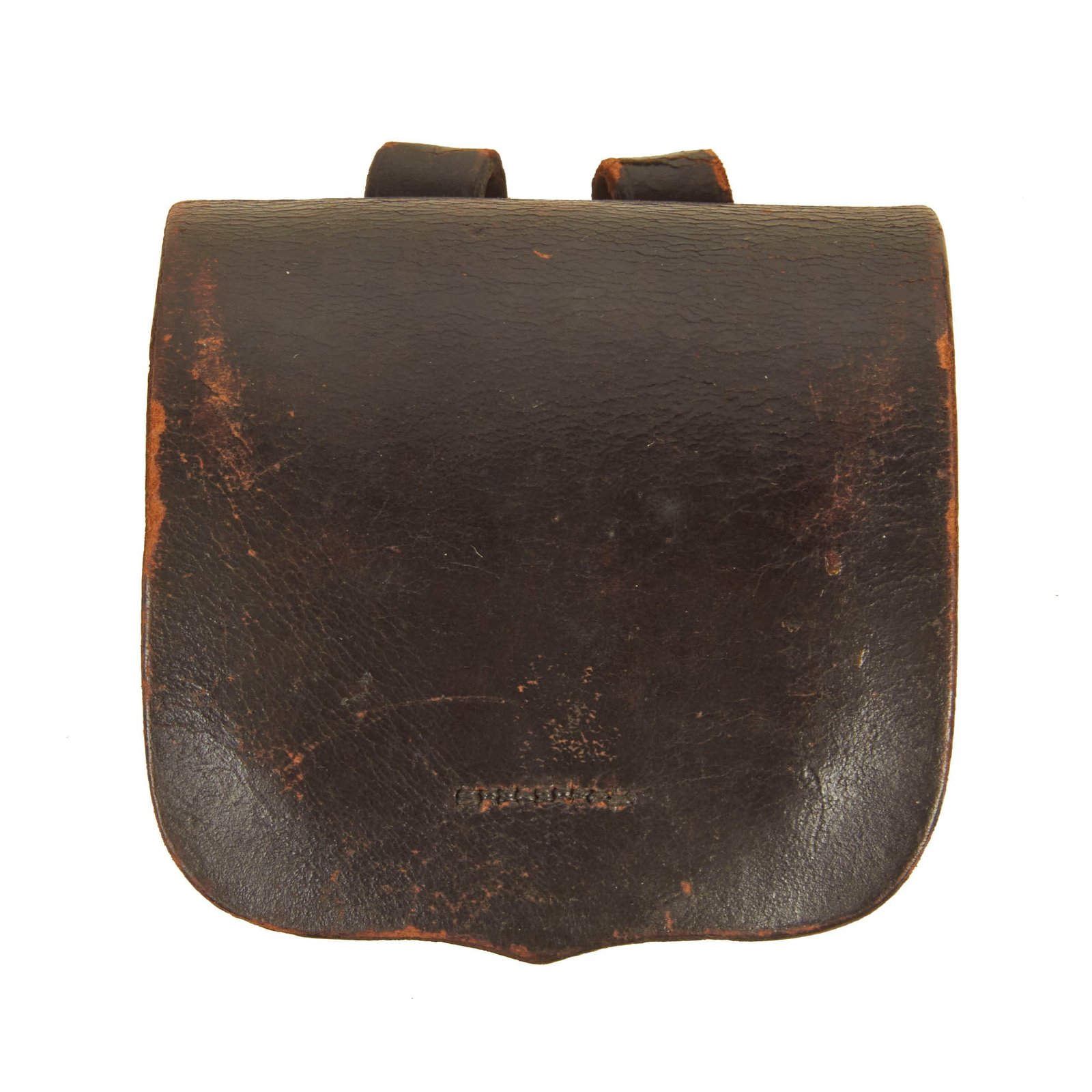 Buy Original U.S. Civil War M-1851 Leather Federal Percussion Cap Box Pouch by Rare Maker F. Chillingworth With Original Percussion Nipple Pick | Original Firearms Antique For Sale