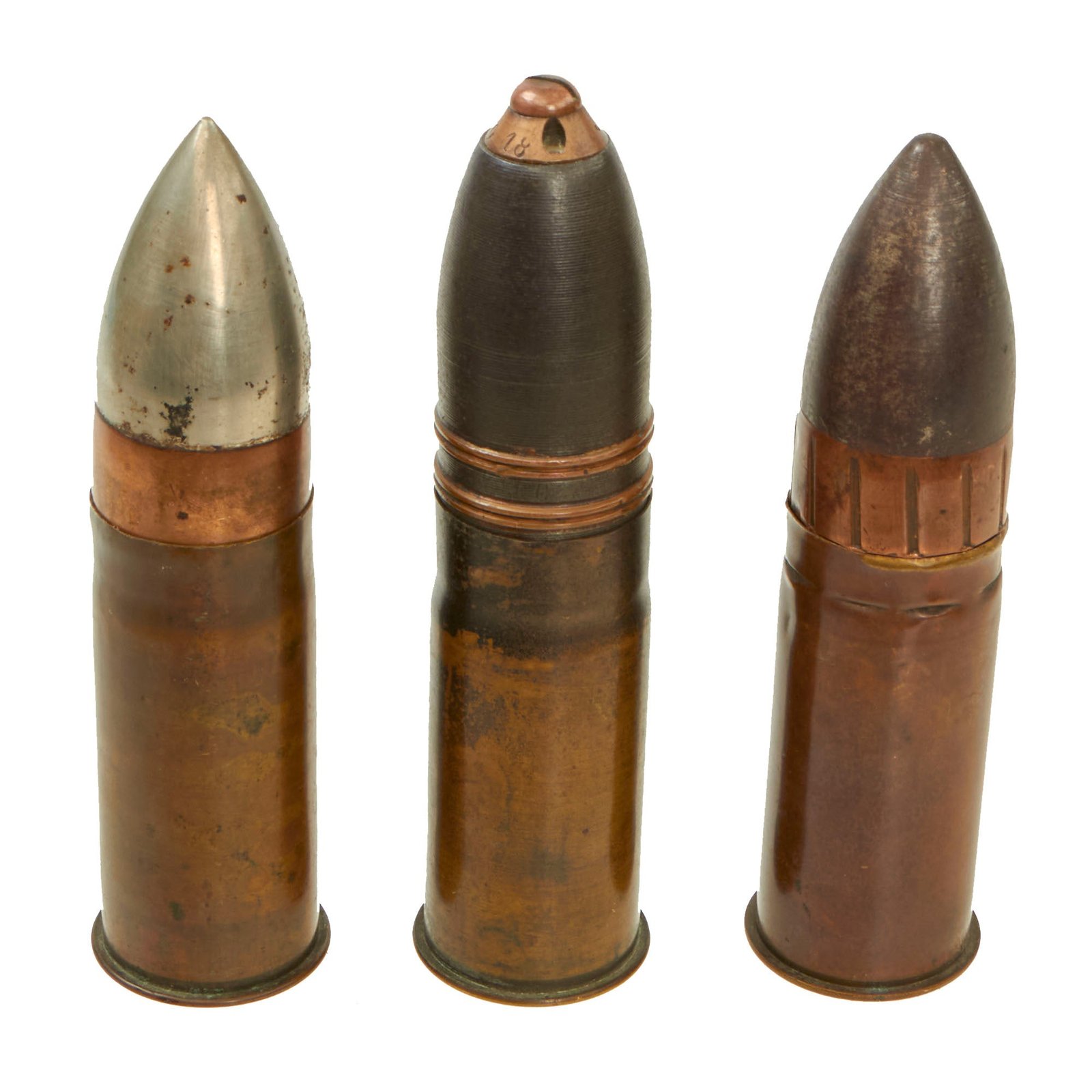 Buy Original U.S. & French WWI Inert 37mm Rounds As Used With The Infantry Gun Model 1917 - 3 Rounds | Original Firearms Antique For Sale