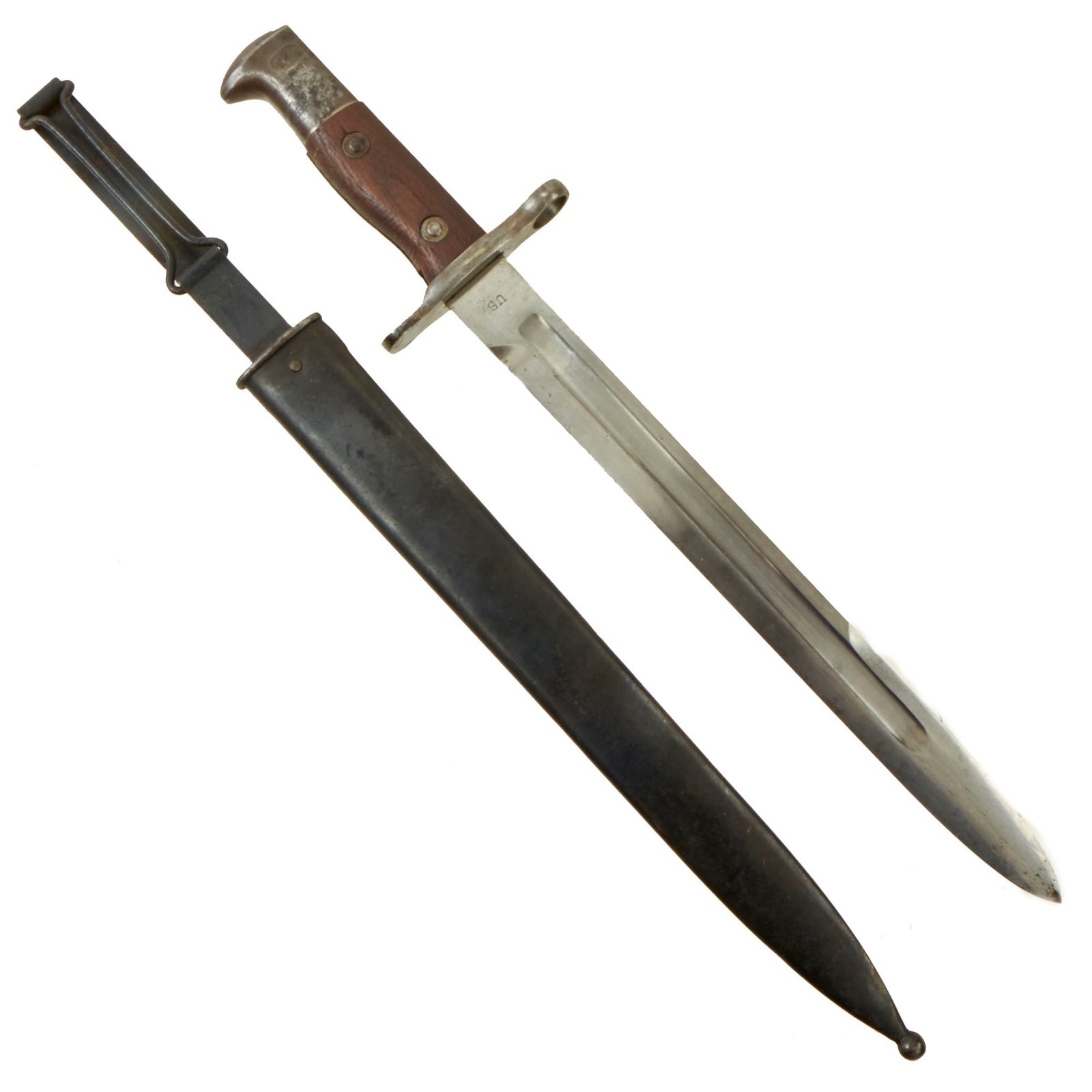 Buy Original U.S. Philippine - American War Model 1892 Krag Rifle Bayonet and 2nd Pattern Scabbard - Dated 1902 | Original Firearms Antique For Sale
