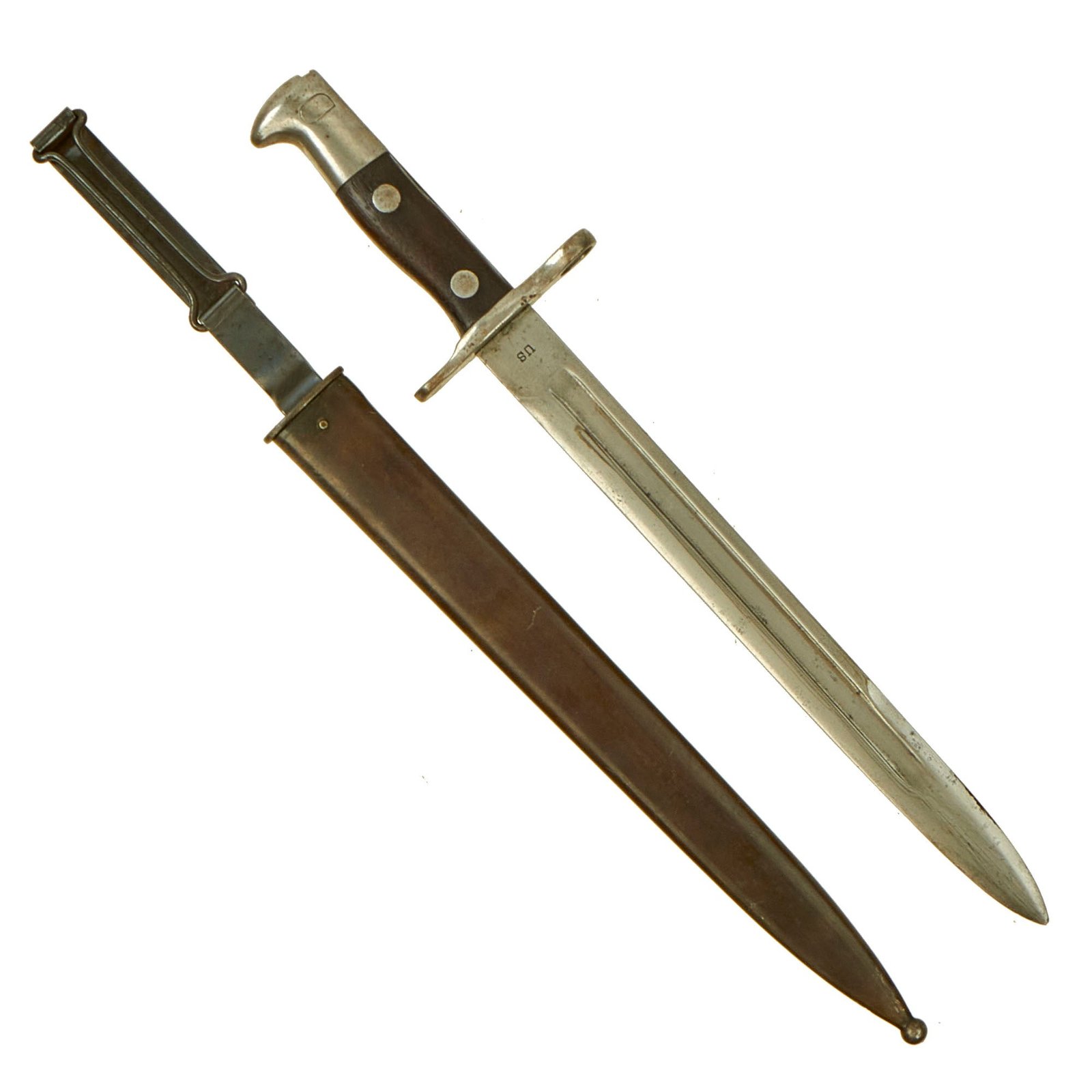 Buy Original U.S. Spanish - American War M1892 Springfield Krag-Jørgensen Bayonet and Scabbard - dated 1898 | Original Firearms Antique For Sale