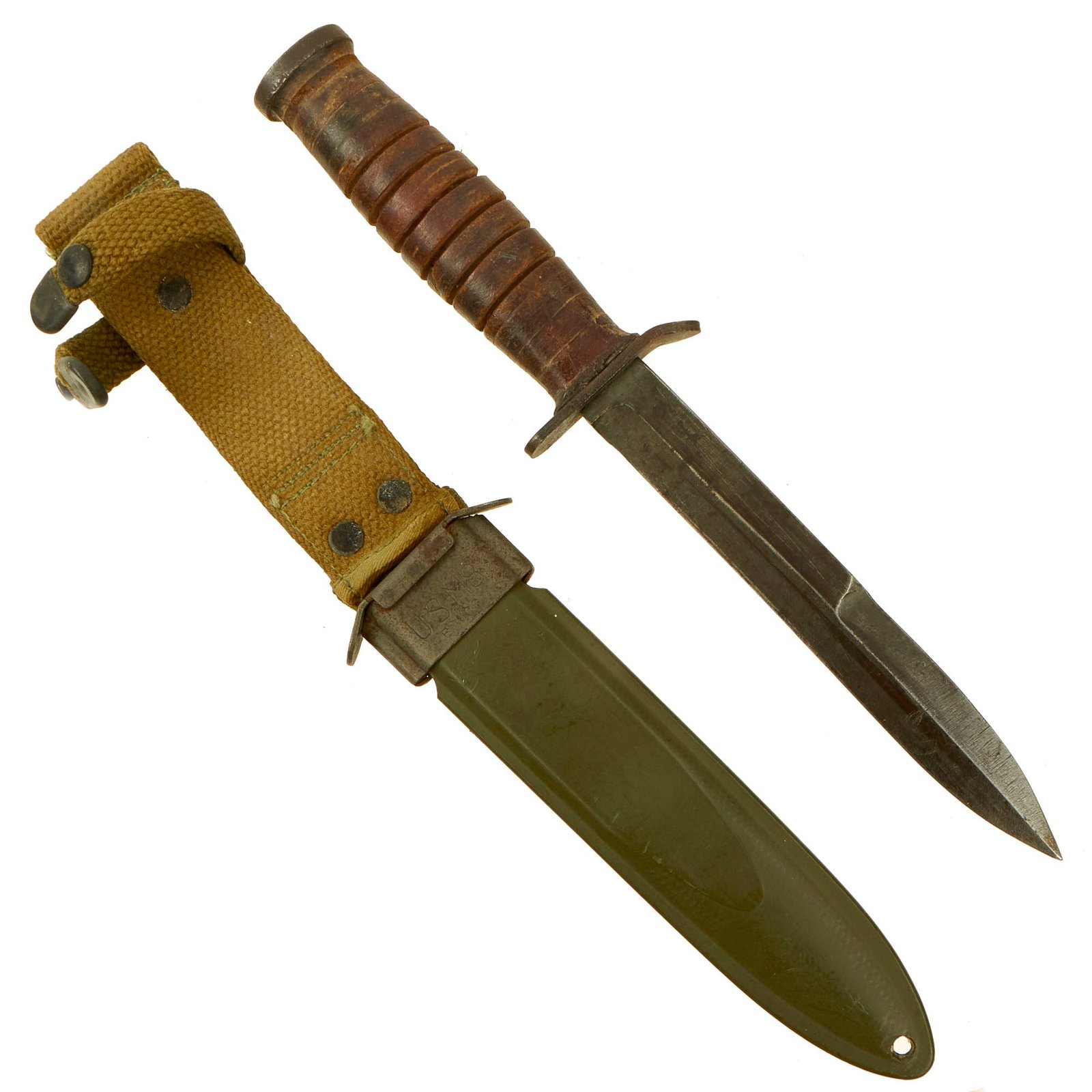 Buy Original U.S. WWII M3 Fighting Knife by UTICA Cutlery with Updated M8 Scabbard | Original Firearms Antique For Sale