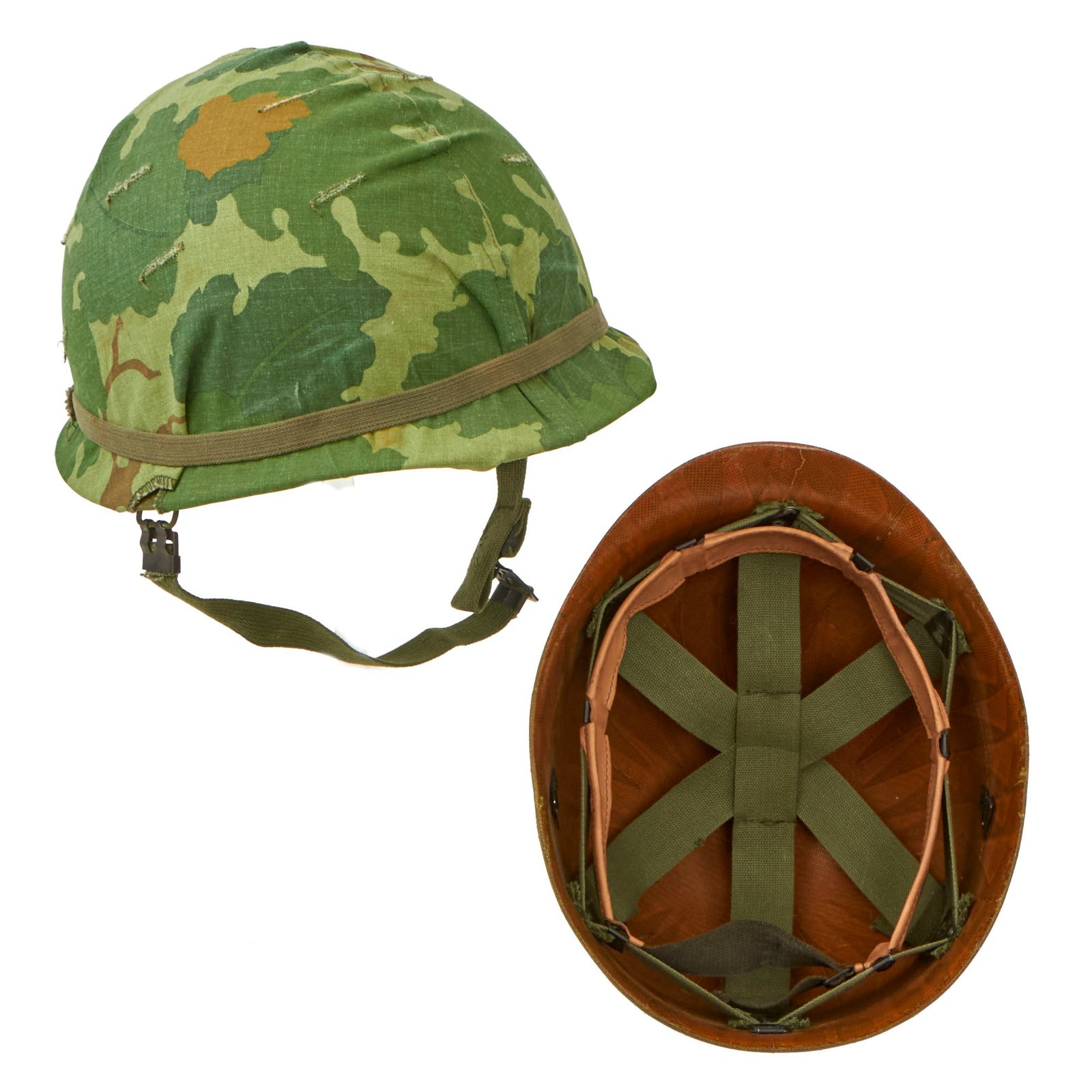 Buy Original U.S. Vietnam War M1 Helmet with 1965 Dated Camouflage Cover and Liner | Original Firearms Antique For Sale