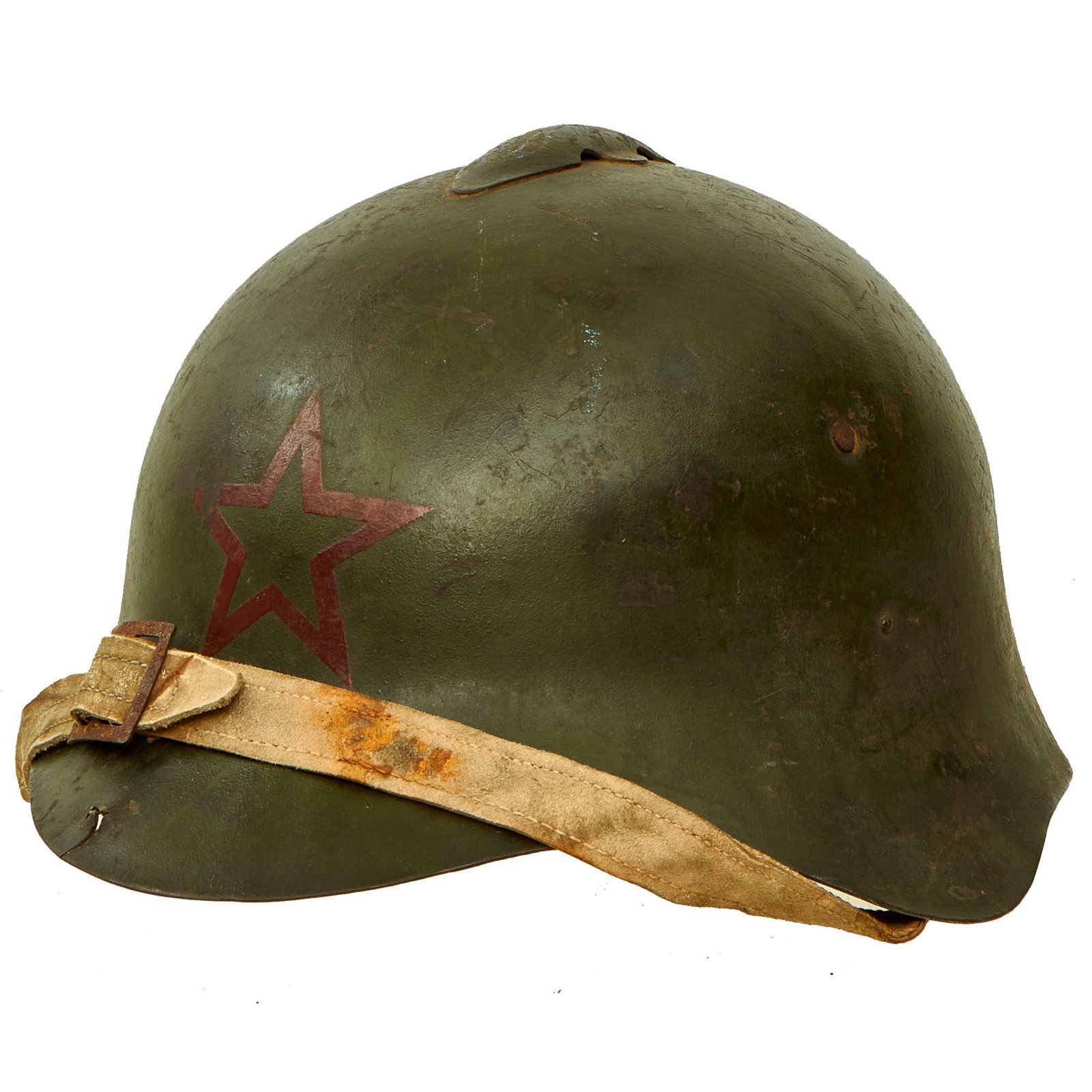 Buy Original WWII Soviet Union M36 Soviet SSh-36 "Gladiator" Steel Combat Helmet with Transitional SSh-39 Style Liner & Chinstrap - Complete | Original Firearms Antique For Sale