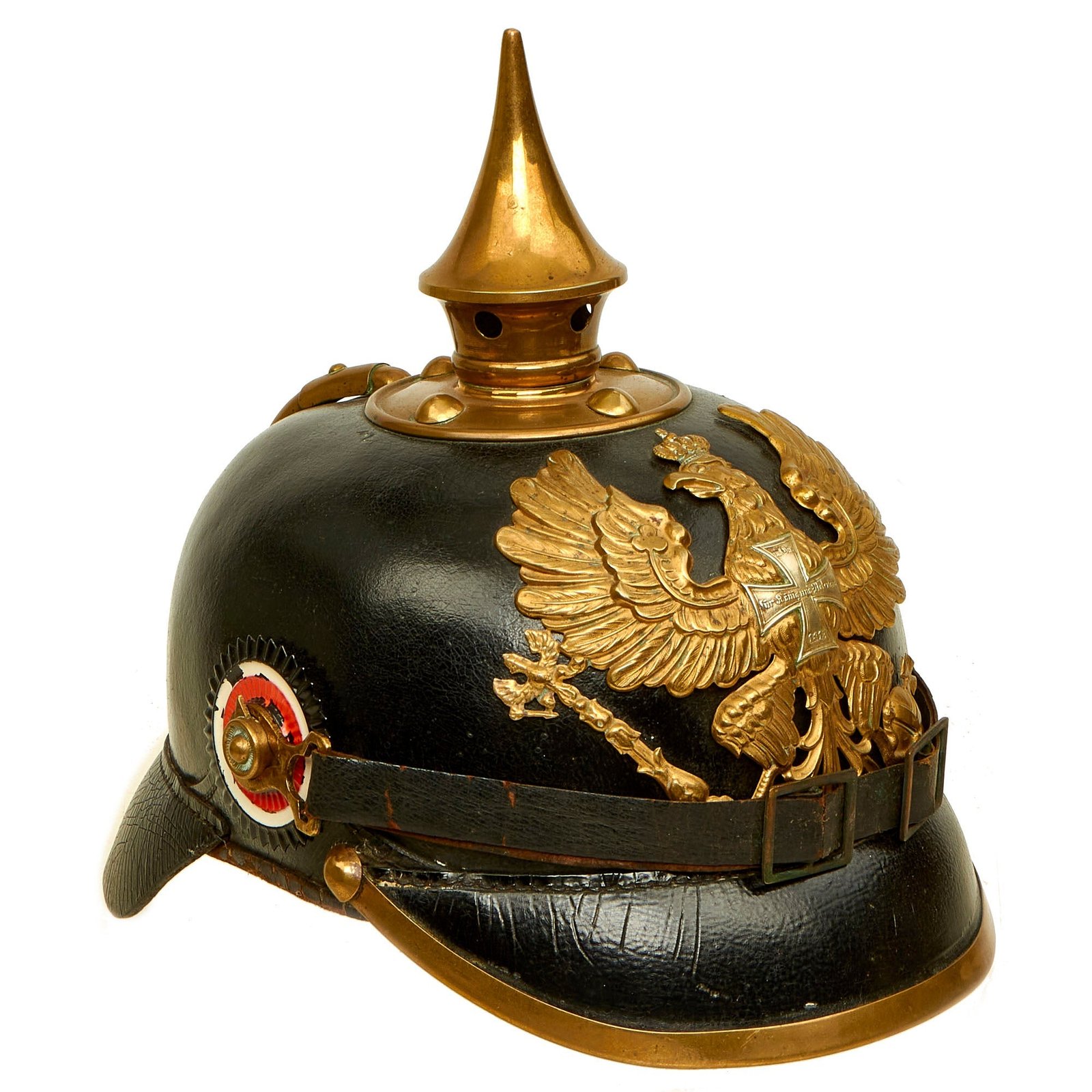 Buy Original WWI Imperial German Prussian M1895 Landwehr Reserve Infantry EM NCO Pickelhaube Spiked Helmet - Complete | Original Firearms Antique For Sale