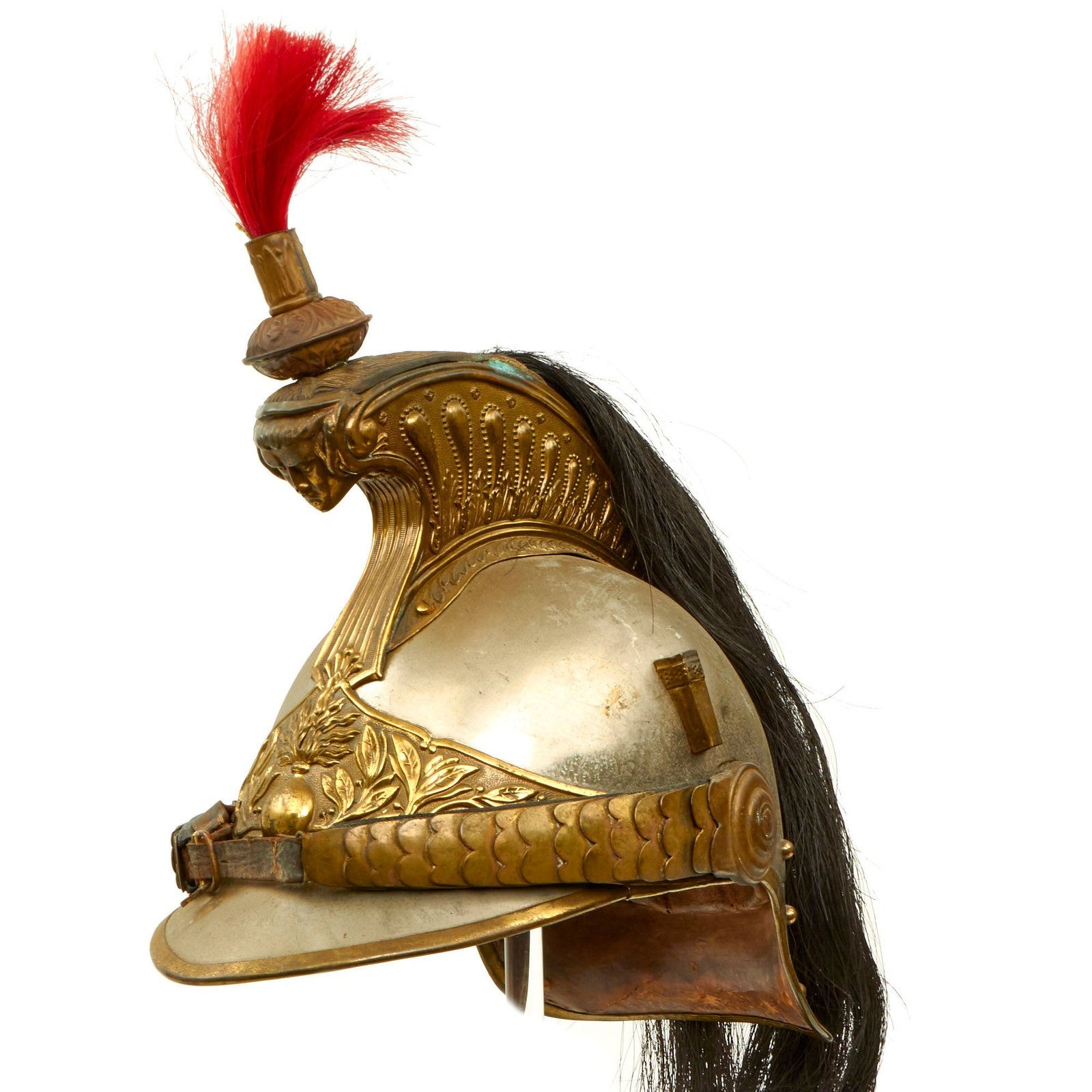 Buy Original WWI French Model 1870 Enlisted Trooper’s Cuirassier Helmet with Horsehair Tail | Original Firearms Antique For Sale