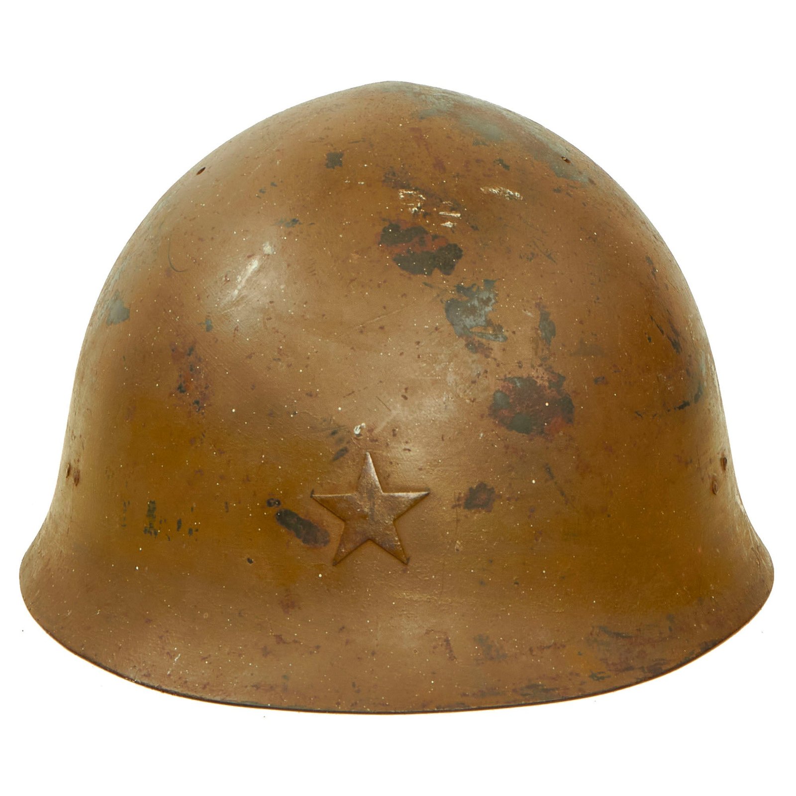 Buy Original Japanese WWII Type 90 Army Helmet with Complete Liner and Chinstrap; Brought Home By US Marine from Battle of Tarawa - Tetsubo | Original Firearms Antique For Sale