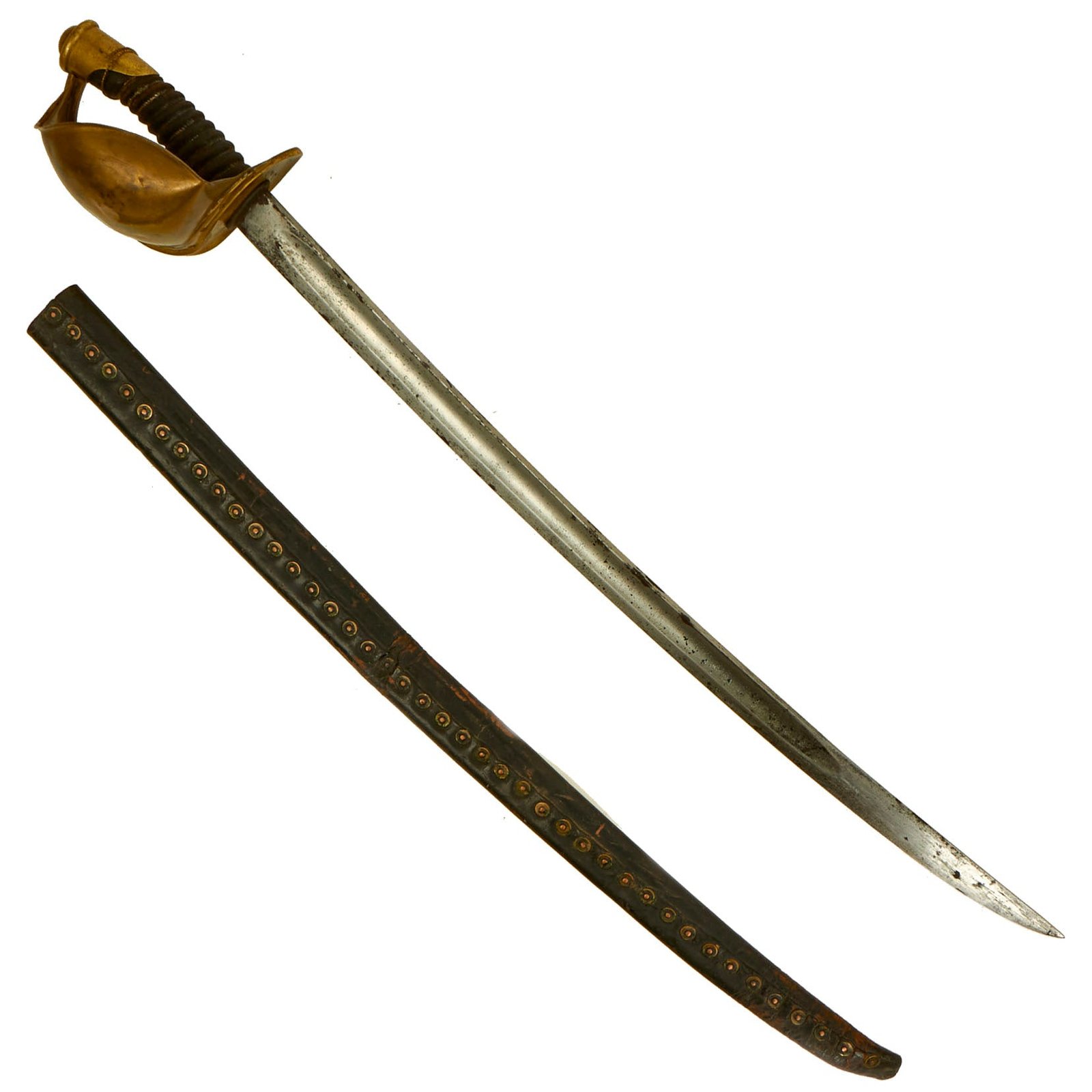 Buy Original U.S. Civil War Rare Model 1860 Naval Cutlass with Correct Leather Scabbard | Original Firearms Antique For Sale