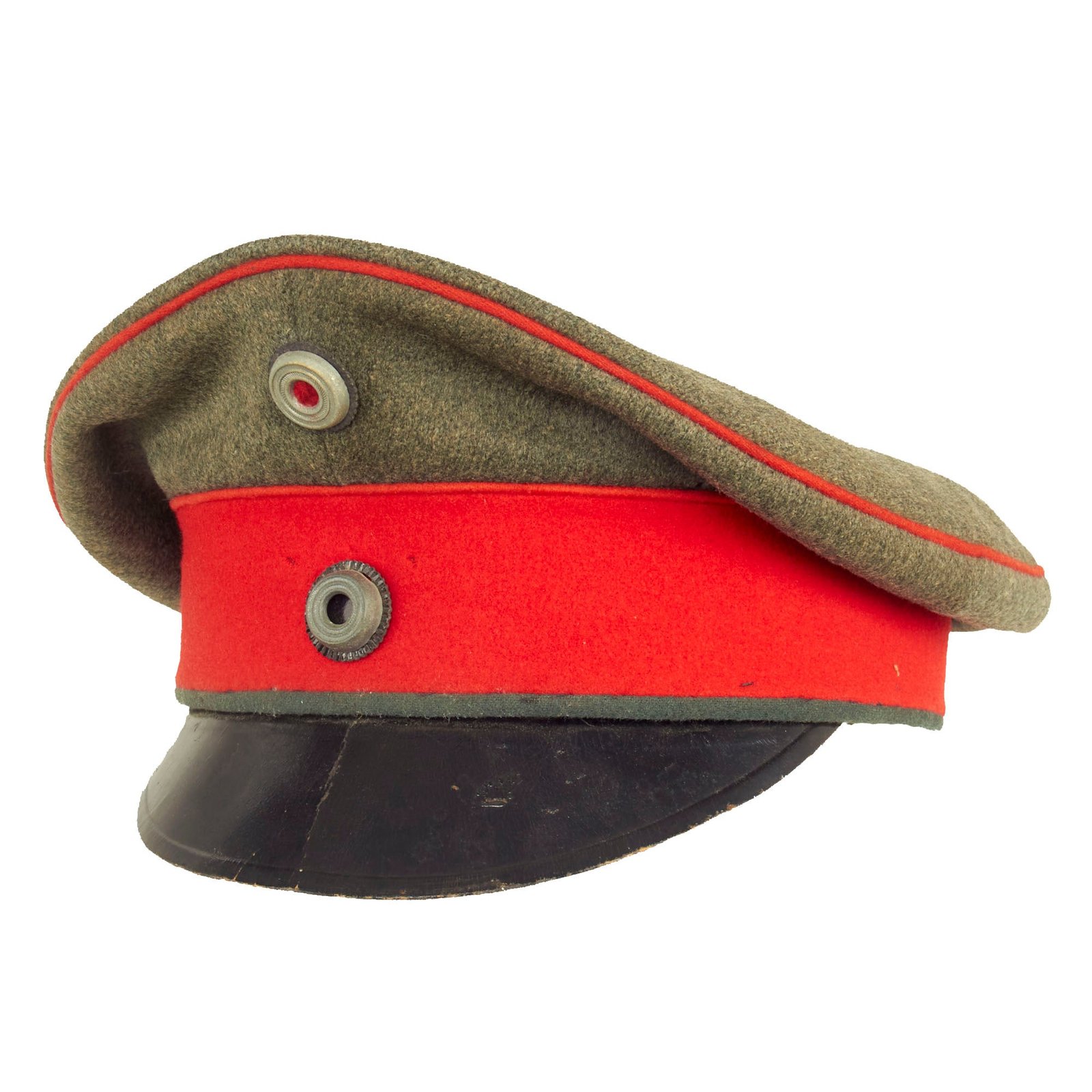 Buy Original Imperial German WWI Prussian M1910 Feldgrau Infantry Officer Schirmmütze Visor Cap by Eastern Front Tailor “ΠΕΥ” | Original Firearms Antique For Sale