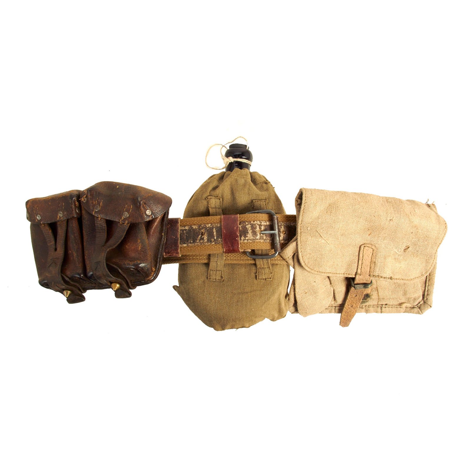 Buy Original Soviet WWII Infantry Rifleman's Belt Rig with Glass Canteen - Wartime Marked and Dated | Original Firearms Antique For Sale