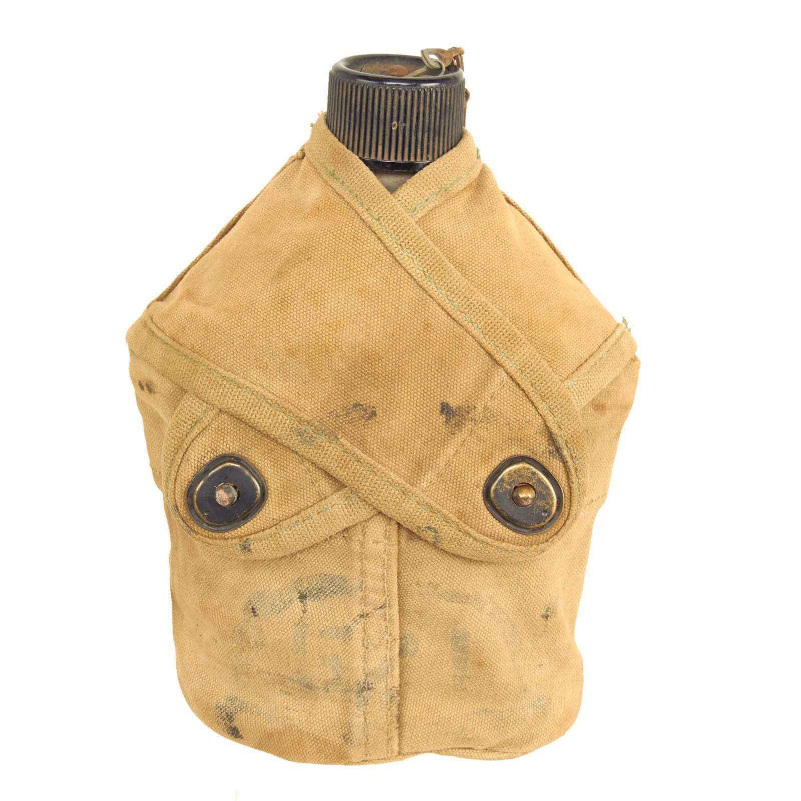 Buy Original U.S. WWII US Marine Corps 3rd Type Canteen Cover With Canteen - UNIS Marked For H&S Company, 2nd Battalion, 25th Marine Regiment, 4th Marine Division | Original Firearms Antique For Sale