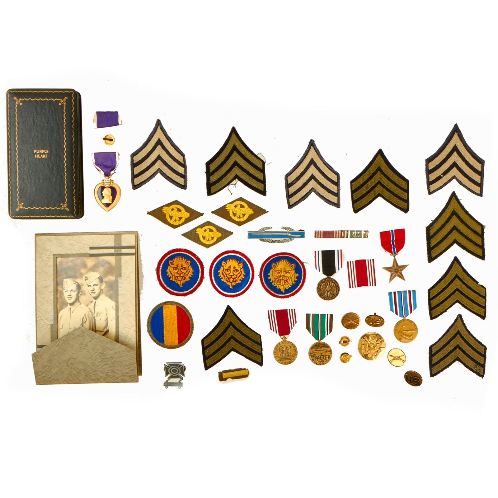 Buy Original U.S. WWII 106th Infantry Division Wounded Prisoner of War Medal, Insignia and Document Grouping for Sergeant Lars Ragnar Olson - 30 Plus Items | Original Firearms Antique For Sale