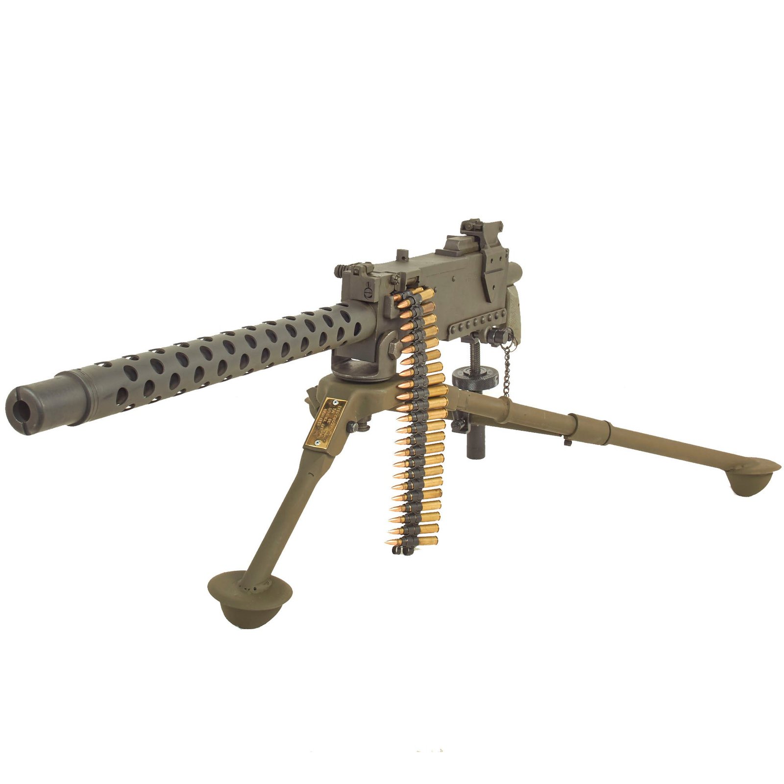 Buy Original U.S. WWII Browning .30 Caliber M1919A4 Display Machine Gun with Complete Tripod, Gun Cover & Inert Ammo | Original Firearms Antique For Sale