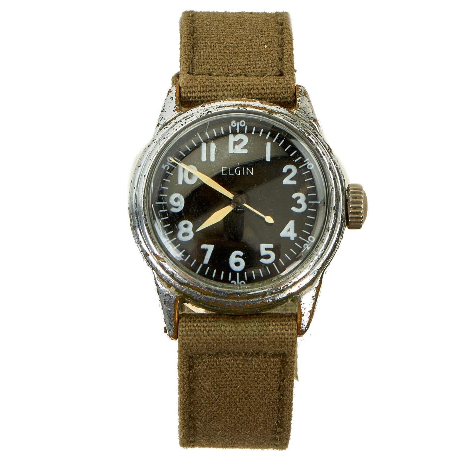 Buy Original U.S. WWII 1944 Type A-11 USAAF Wrist Watch by Elgin - Fully Functional | Original Firearms Antique For Sale