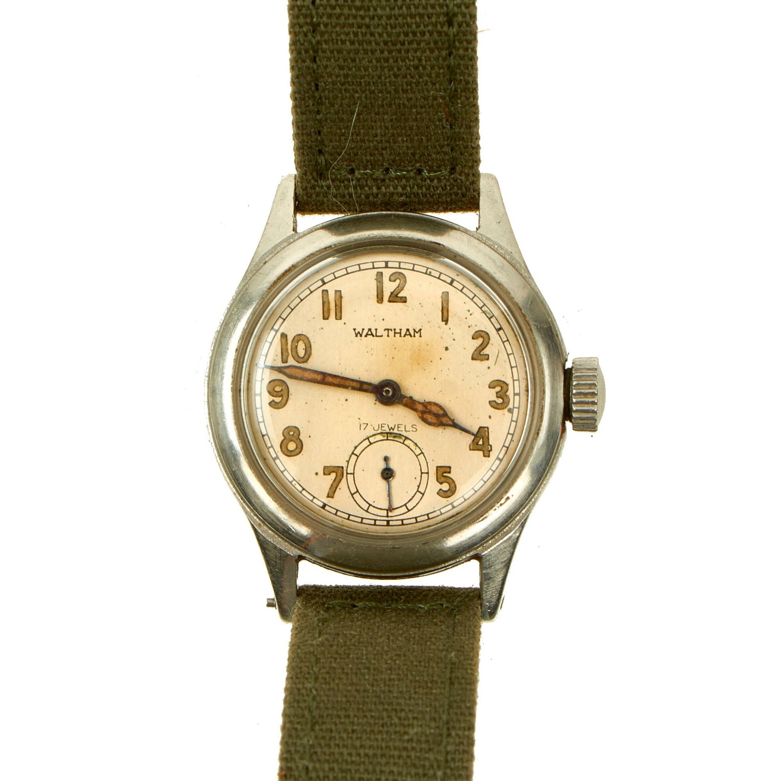 Buy Original U.S. WWII Fully Functional US Army Ordnance Department 17-Jewel Wrist Watch by Waltham | Original Firearms Antique For Sale