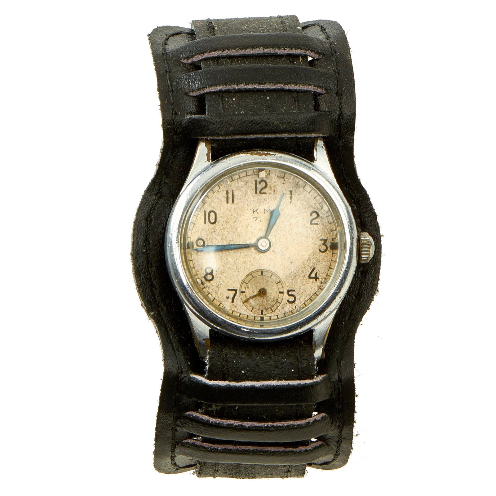 Buy Original German WWII Kriegsmarine K.M. Wrist Watch by Festa With U-Boat U-847 Insignia Etched Into Case - Fully Functional | Original Firearms Antique For Sale