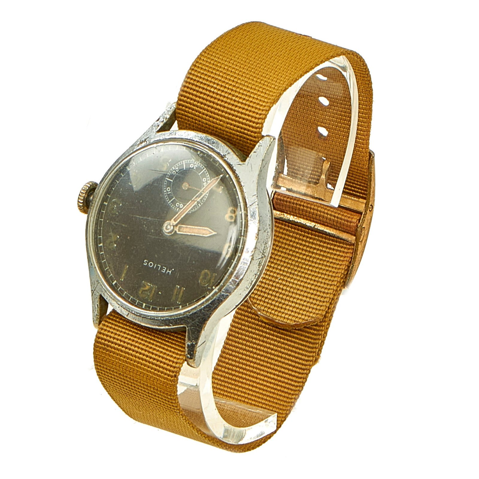 Buy Original German WWII Wehrmacht D-H Wrist Watch by Helios - Fully Functional | Original Firearms Antique For Sale