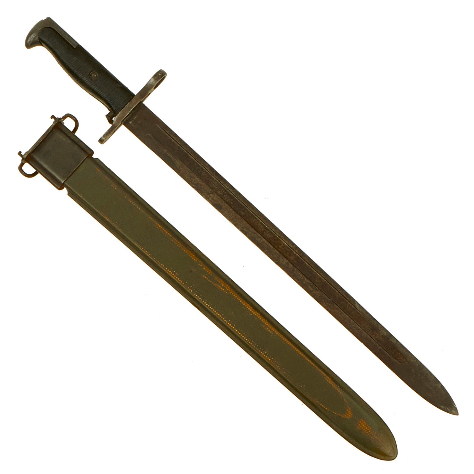 Buy Original U.S. WWI & WWII M1905 Springfield 16" Rifle Bayonet by Springfield Armory with Plastic Grips and M3 Scabbard - dated 1906 | Original Firearms Antique For Sale